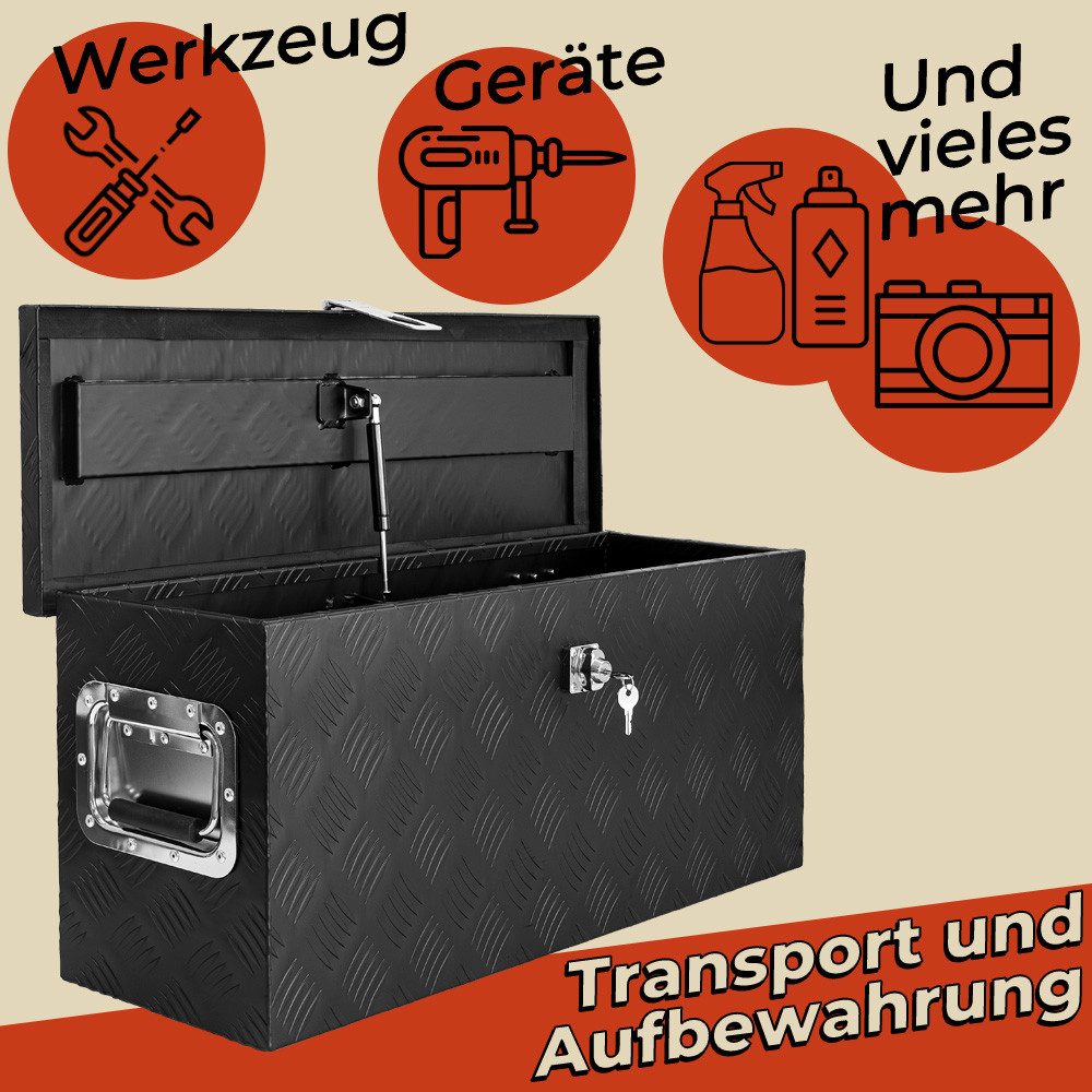 Trucky Anhänger-Deichselbox Deichselbox Werkzeugkasten Truckbox Alu Box Transportbox D055 Schwarz