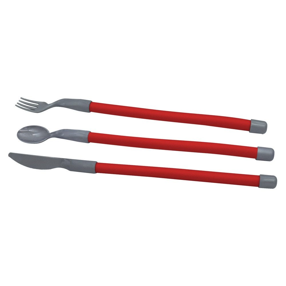 Ornamin Besteck-Set Kunststoff Besteck-Set mit biegsamen Griffen, Biegsames Besteck-Set l Messer, Gabel und Löffel als Esshilfe