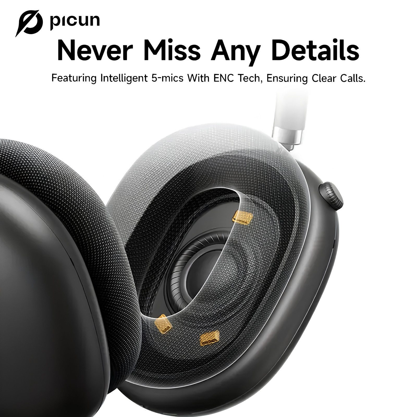 Athlix Picun F8 Pro Kopfhörer mit aktiver Geräuschunterdrückung Kabellos Bluetooth-Kopfhörer (140 Std. Akkulaufzeit, 5 Mikrofone mit ENC, Head-Tracking) – Bild 4 von 5