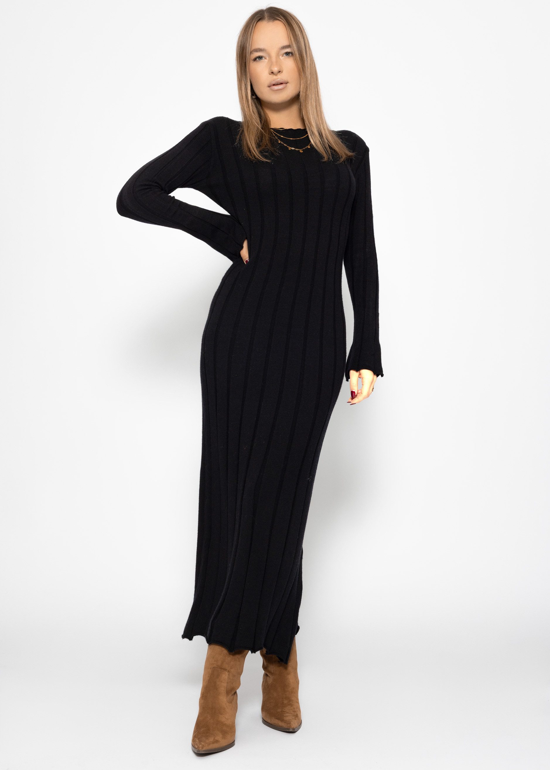 SASSYCLASSY Midikleid Maxi-Strickkleid für Damen Elegantes Kleid in Rippstr günstig online kaufen