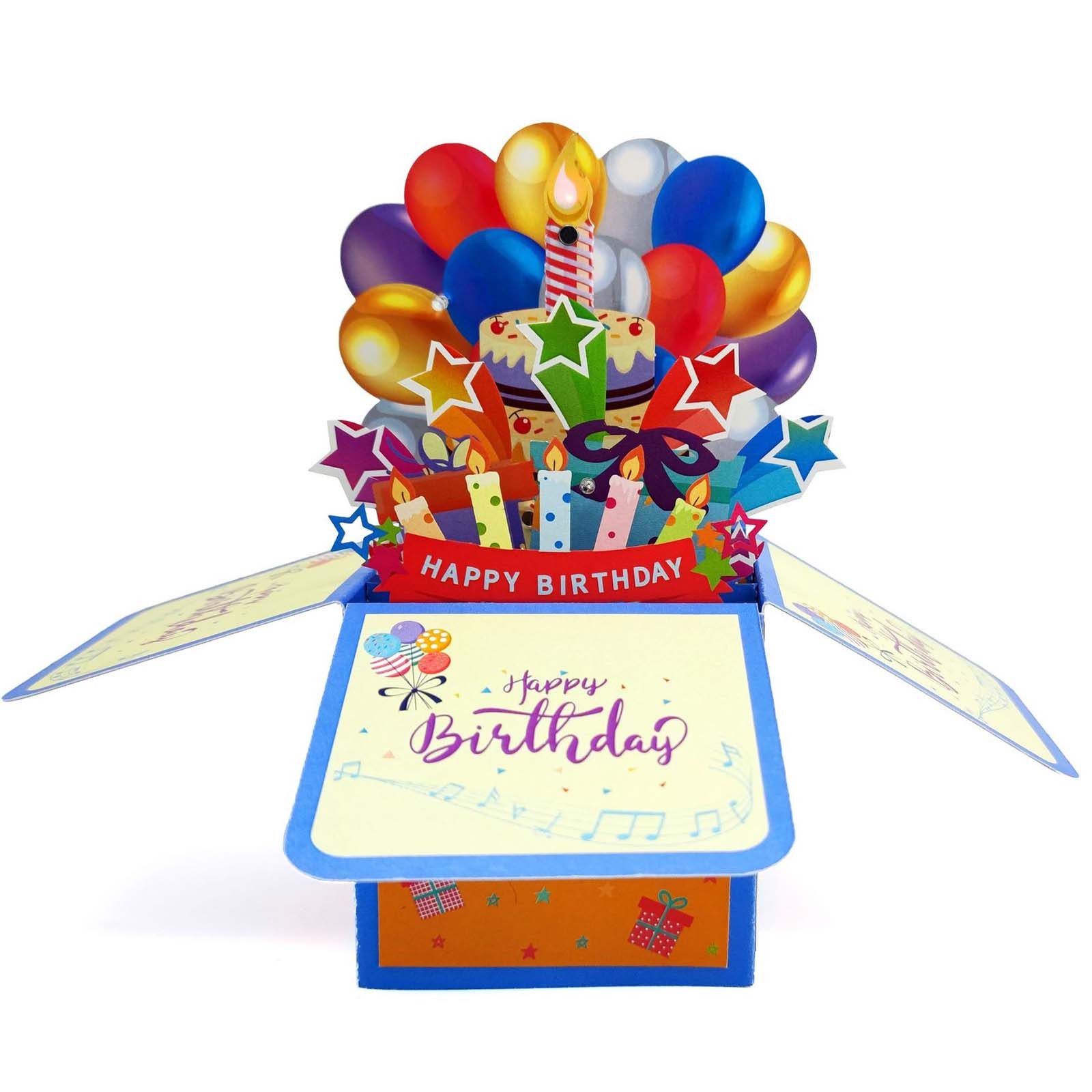 MOPUEA Geburtstagskarte Geburtstagskarte 3D-Pop-Up-Feuerwerk Kuchen variable Lichter und Musik, Verstellbar ergonomisch atmungsaktiv stabil für kleine bis große Hunde