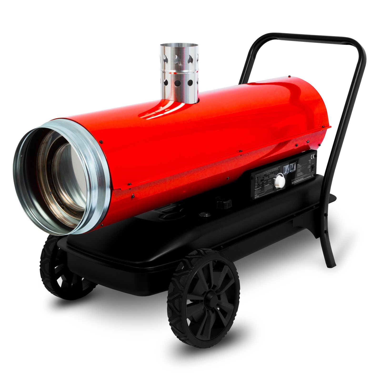 EBERTH Heizlüfter Heizkanone 50 kW Indirekt, Heizgebläse mit Abgasrohr, Thermostat, Fahrgestell