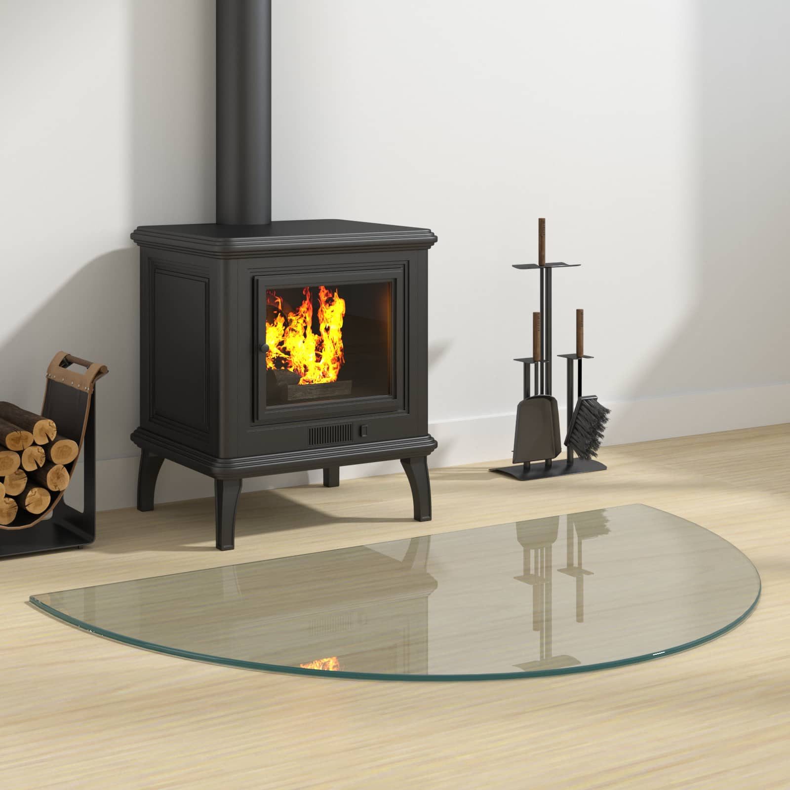 vidaXL Bodenplatte Feuerstelle Glasplatte Transparent 1000 x 600 mm Glas, (1-St)