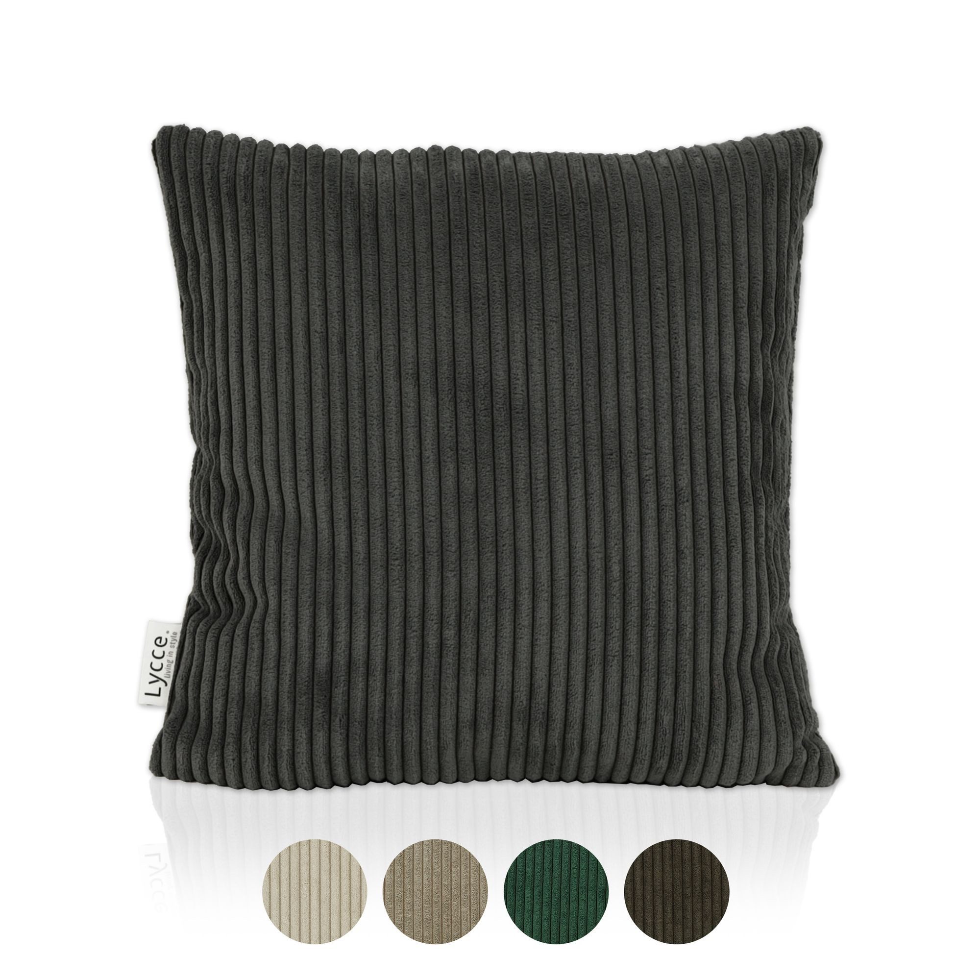 Lycce Dekokissen Kissenbezug aus trendigem Cordstoff (40x40cm), dunkelgrau günstig online kaufen