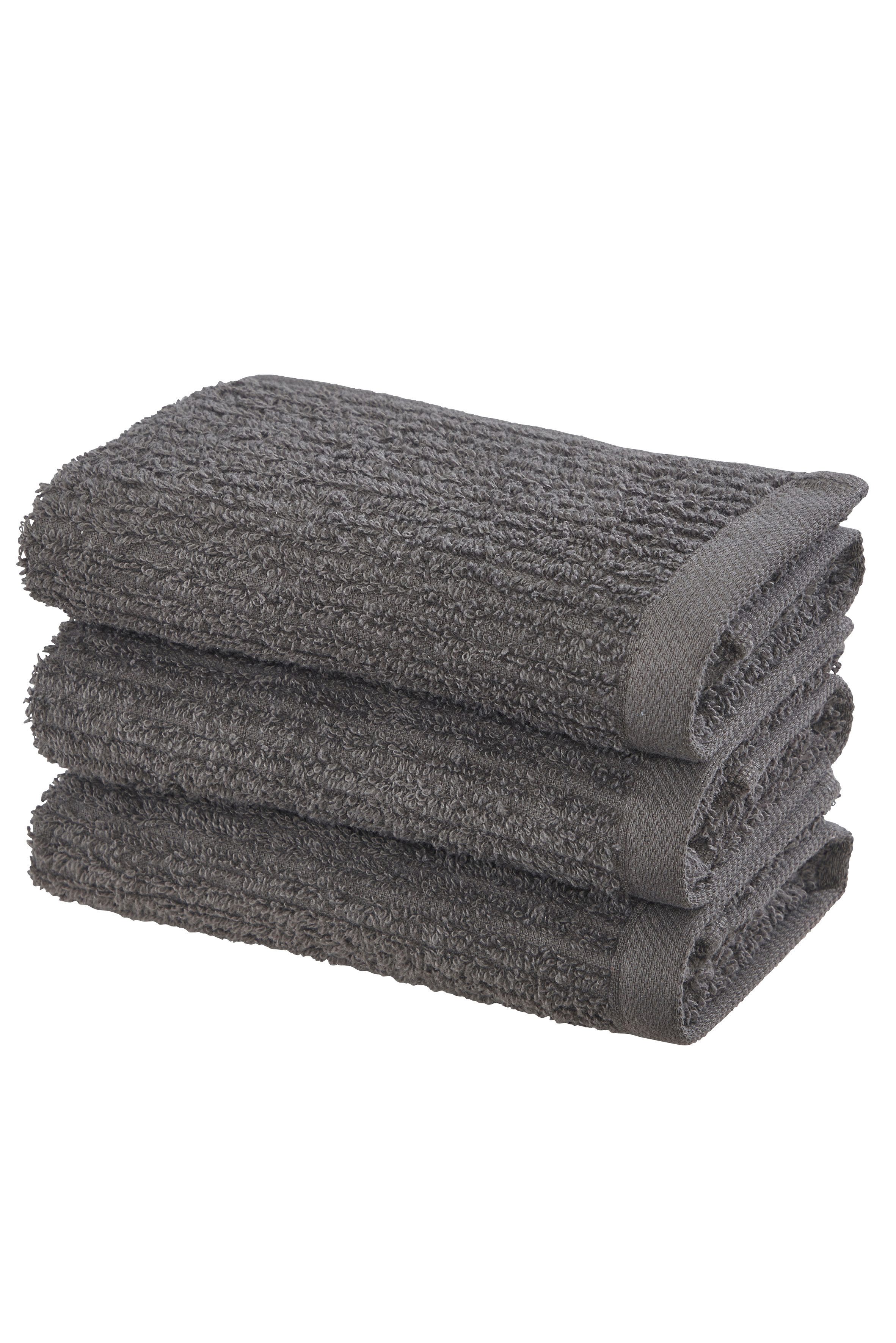 OTTO home Gästehandtücher Riva, 30x50, Premium Handtücher, 500 gr/m², Webfrottier (3-St), Hoch-Tief-Struktur, Streifen, weich, 5 Jahre Garantie