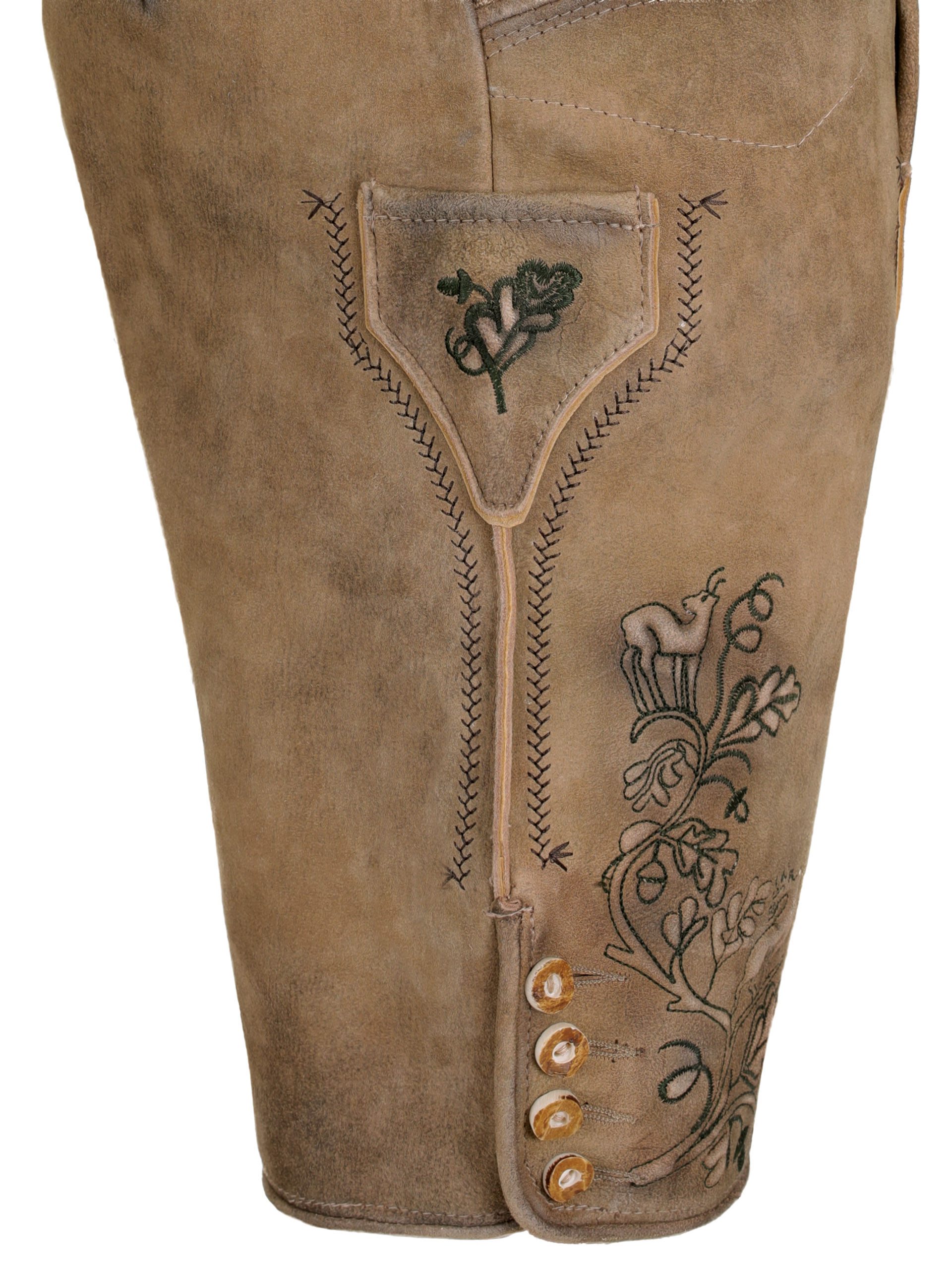 FUCHS Trachtenlederhose Trachtenlederhose kurz Bregenz braun-tanne (2-tlg) inkl. Gürtel