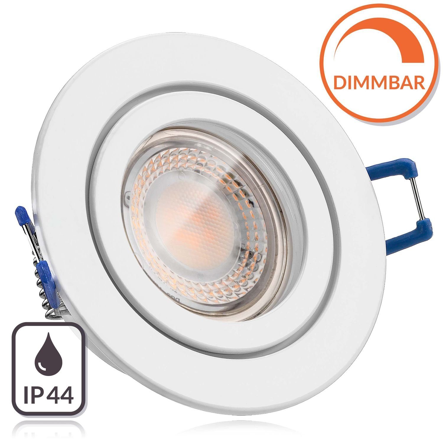 LEDANDO LED Einbaustrahler IP44 LED Einbaustrahler Set extra flach in weiß mit 5W LED von LEDANDO