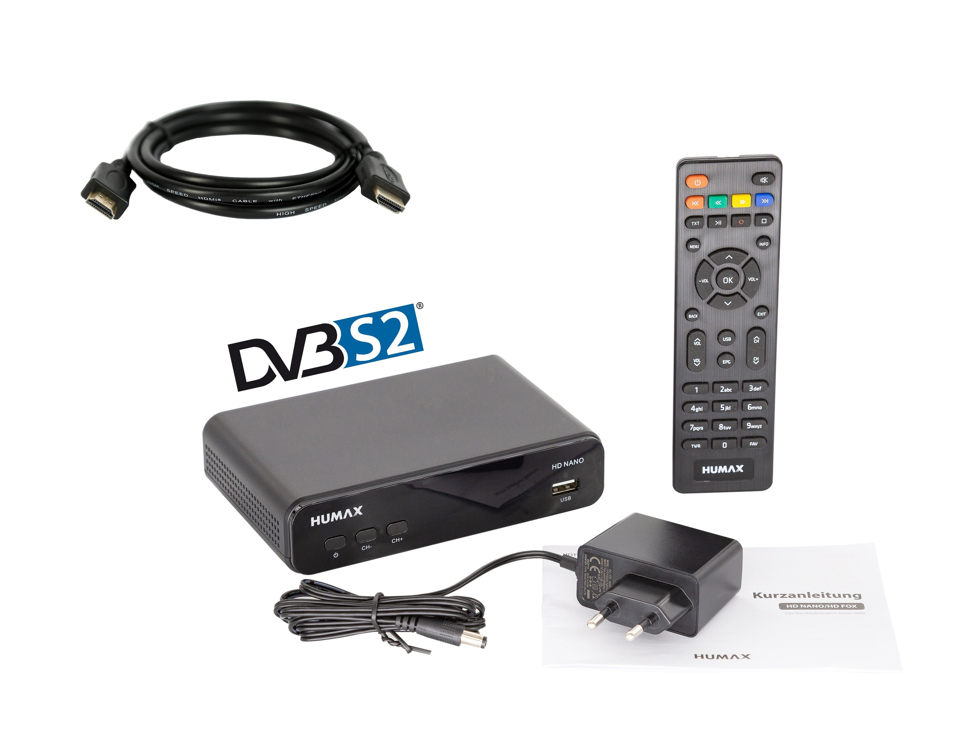 Humax HD Nano + HDMI Kabel SAT-Receiver (Dolby Audio, HDMI, SCART)