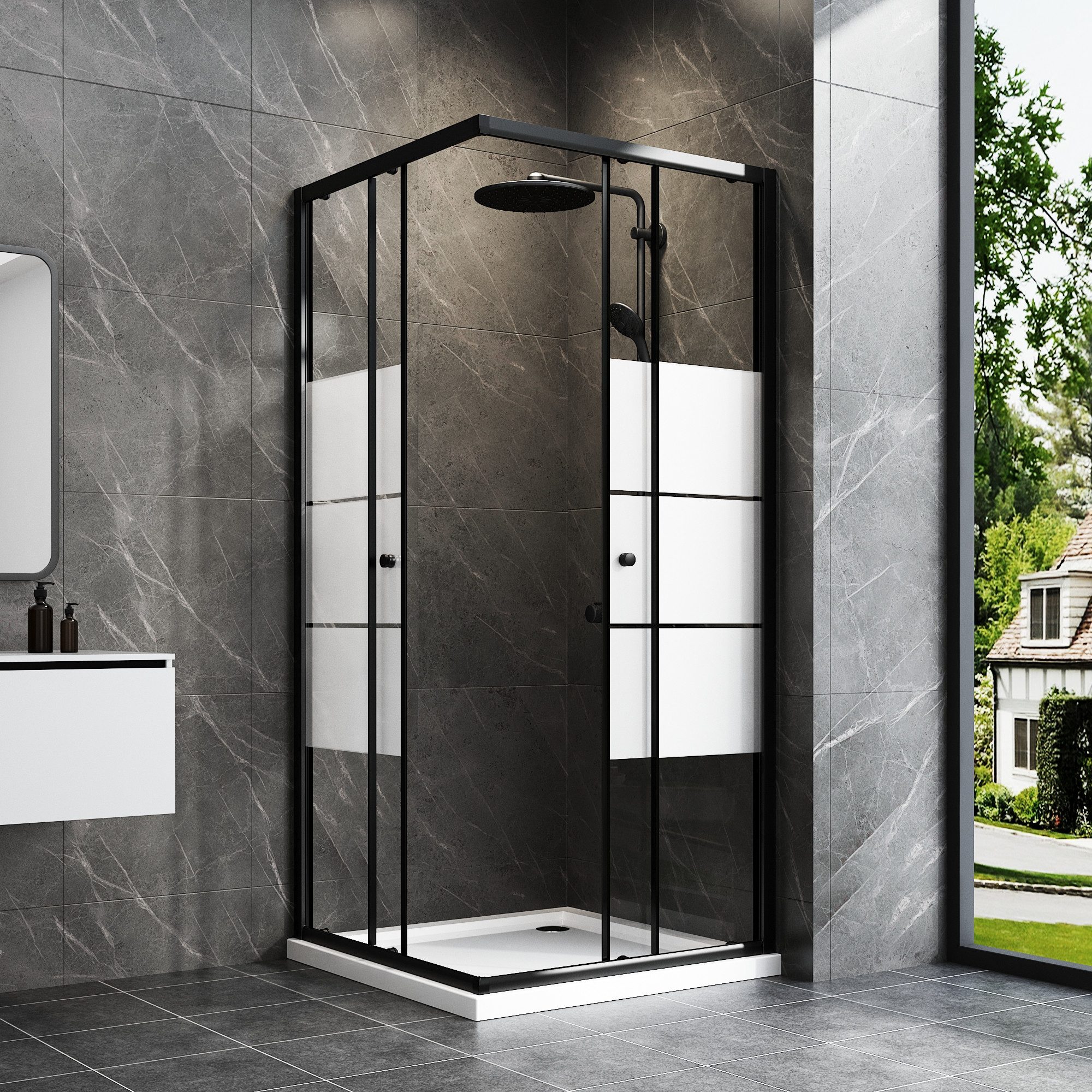 Hopibath Eckdusche Duschkabine 100x100 100x80 80x80 90x90 90x75 75x75 Höhe: günstig online kaufen