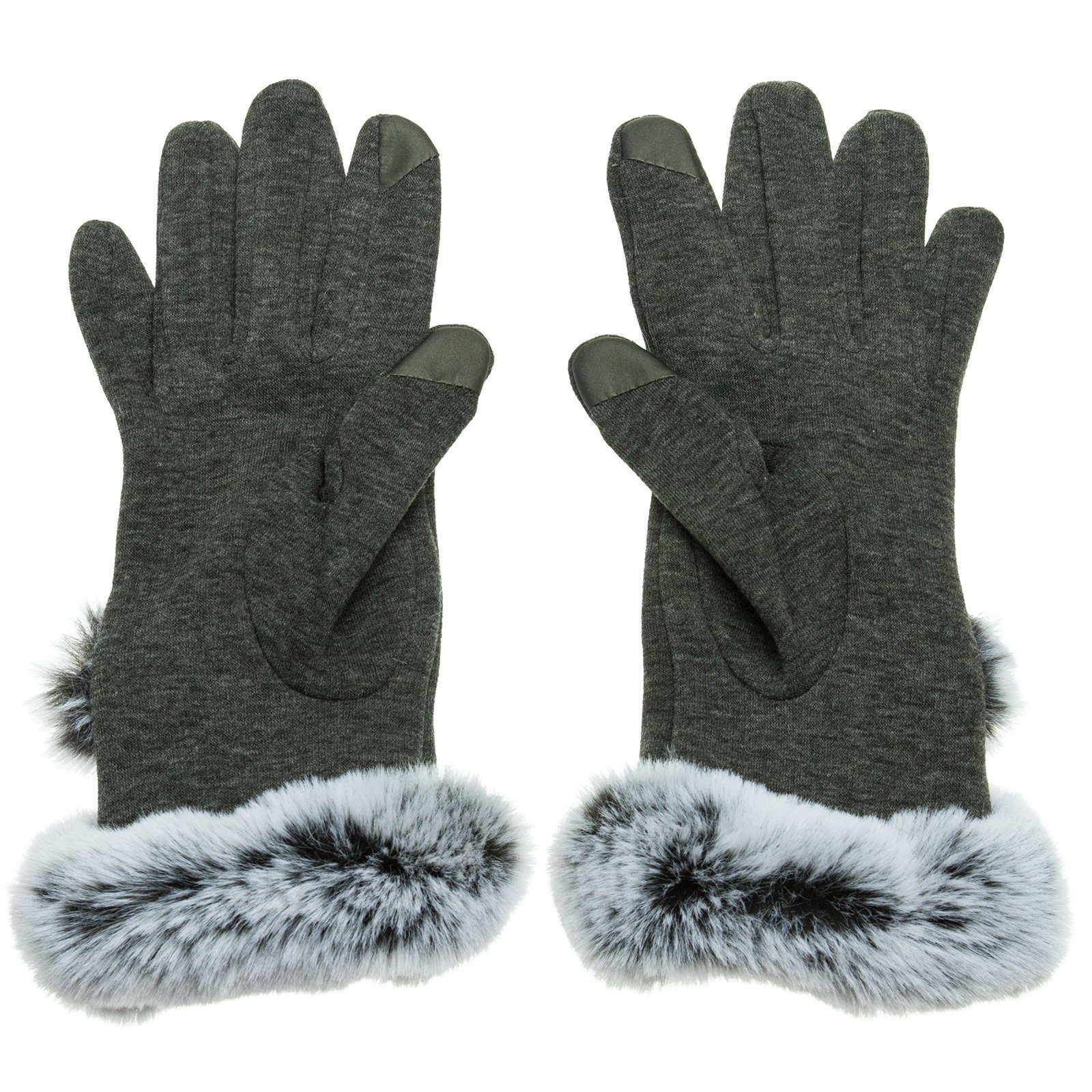 Caspar Strickhandschuhe GLV012 klassisch elegante Damen Handschuhe mit Kunstfell Dekor