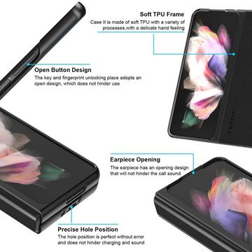 Wigento Handyhülle Für Samsung Galaxy Z Fold4 5G Kunstleder / Kunststoff Handy Tasche Hülle Etuis Schwarz