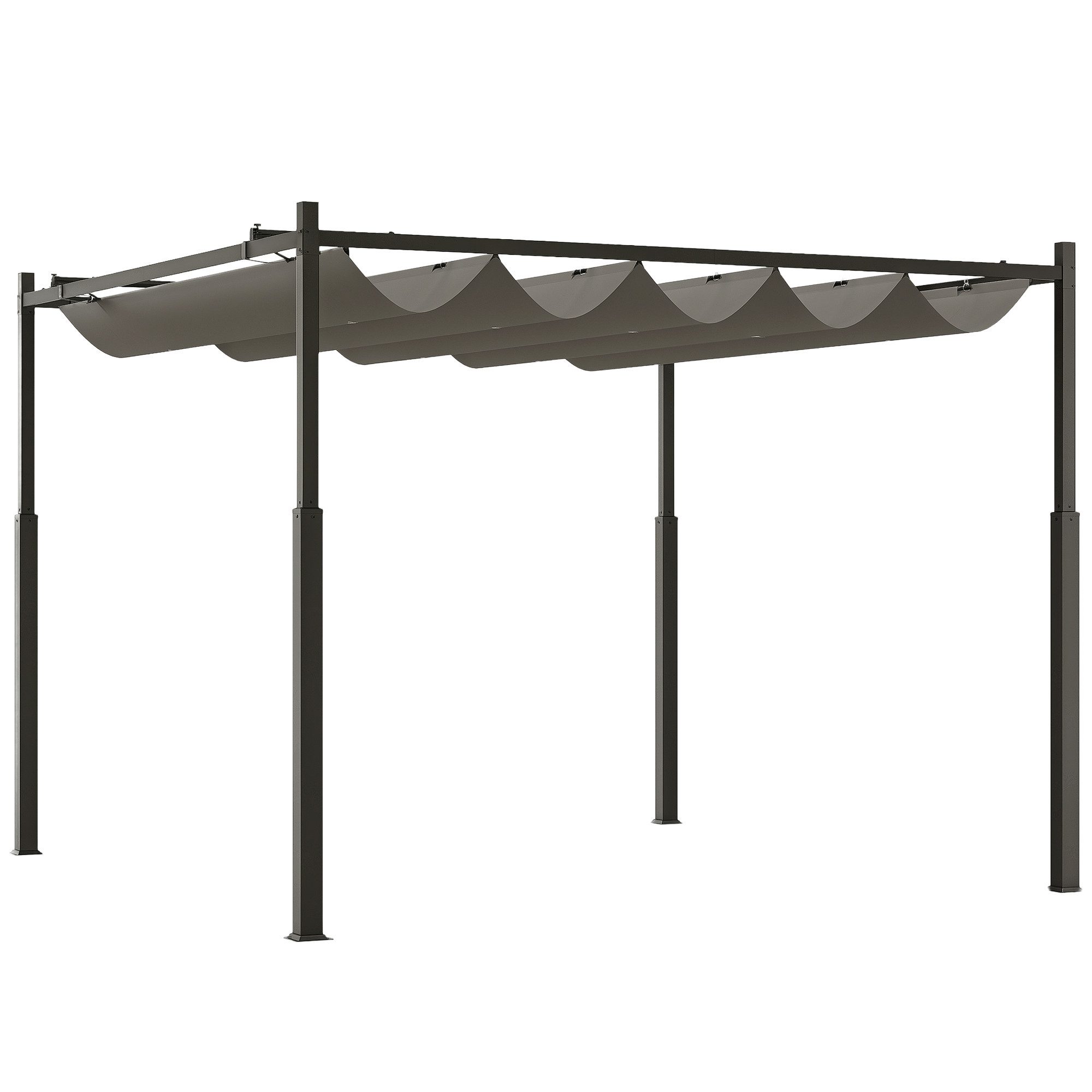 Outsunny Pergola mit Schiebedach, magnetisches Pad, 8 cm Säule, BxTxH: 298x298.0x230 cm, (UV-beständig Überdachung, 18-tlg., Freistehend Terrassenüberdachung), für Terrasse Garten Grau