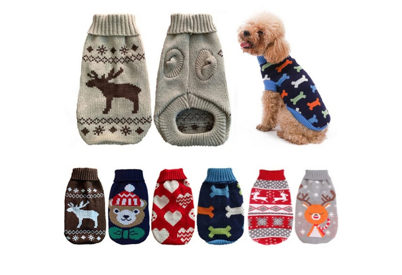 Thumbnail - HS.SUPPLY Hundepullover Hunde Strickpullover, für Hunde in verschiedenen Größen & Farben