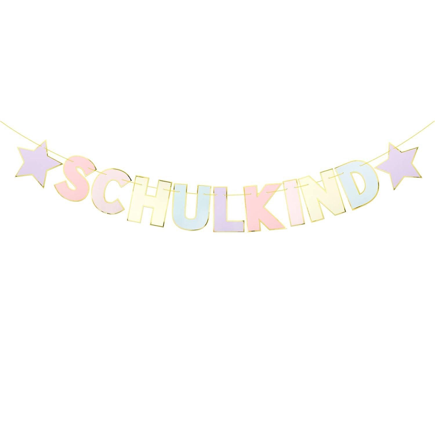 Hängedekoration Schulkind Girlande Pastell Deko Einschulung Mädchen Jungen 1. Schultag