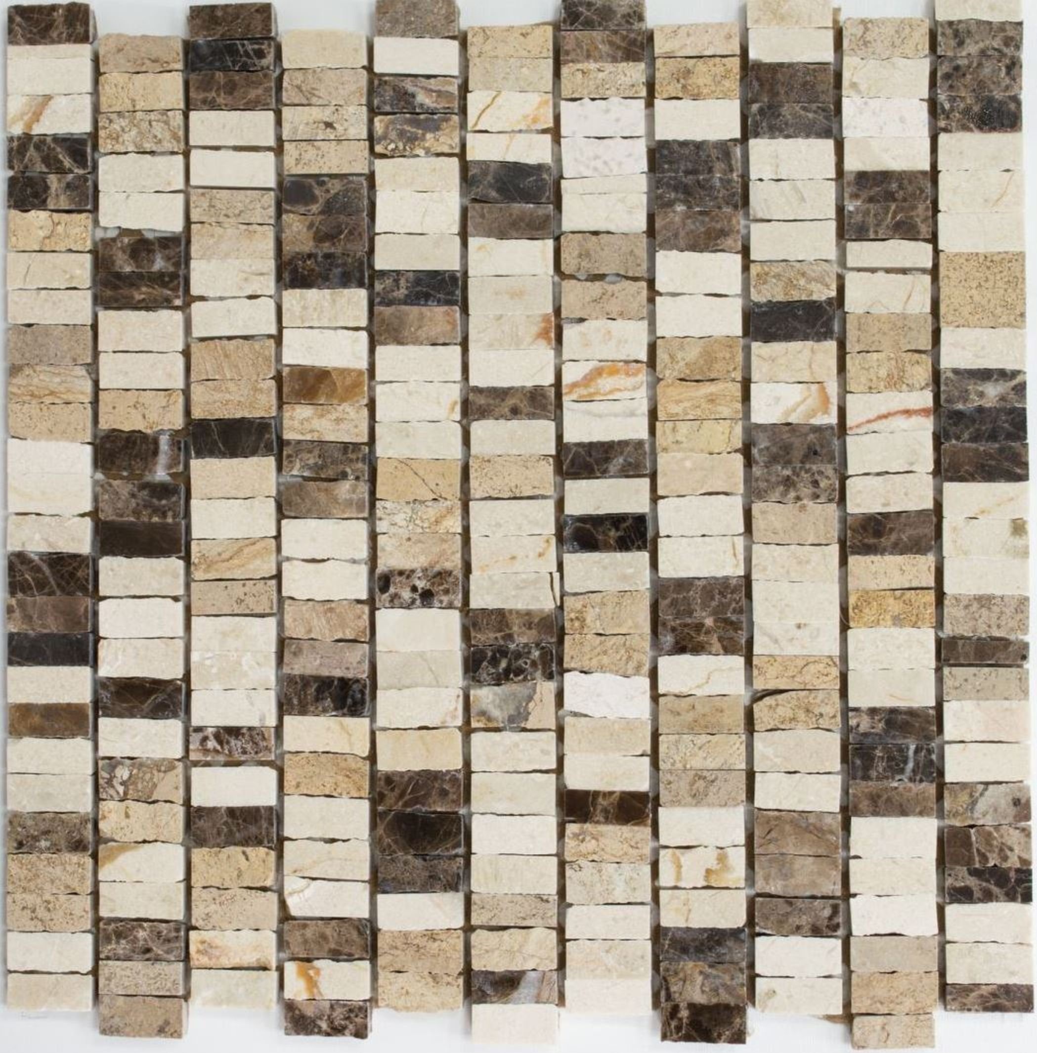 Mosani Mosaikfliesen Marmor Mosaik Fliese Naturstein beige creme dunkelbraun Küche | Fliesen