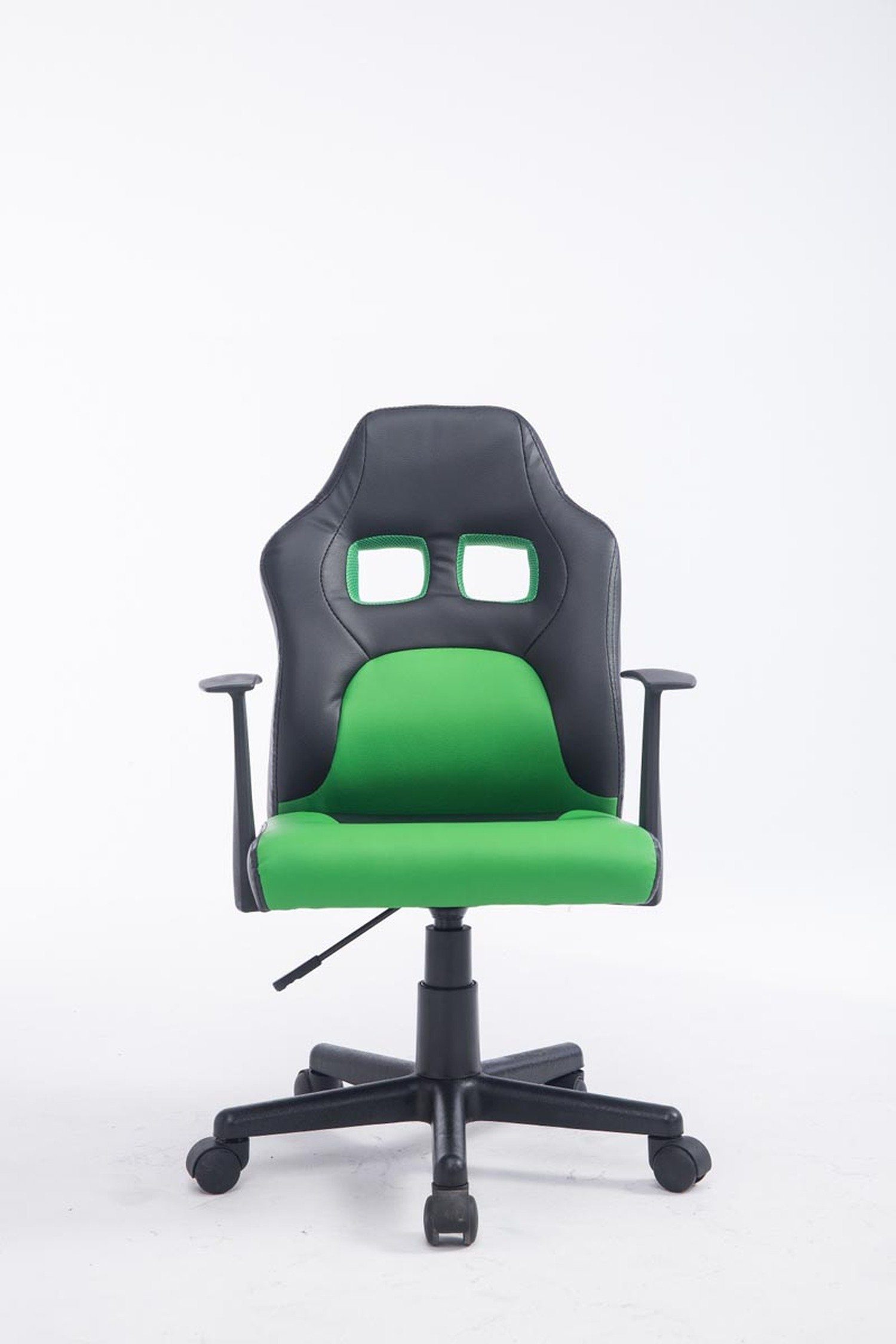 TPFLiving Bürostuhl - bequemer 360° drehbar Rückenlehne Kunststoff - Drehstuhl, (Schreibtischstuhl, schwarz mit Chefsessel), Kunstleder und Racingstuhl, schwarz/grün Gestell: höhenverstellbar Gamingstuhl, Sitzfläche: Funny