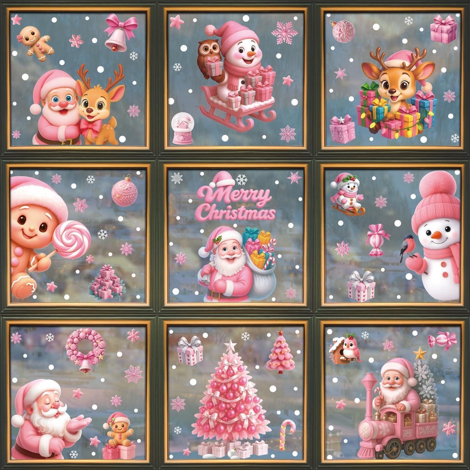 LuxusKollektion Fensterbild Fensterbilder Weihnachten Selbstklebend 9-tlg Rosa