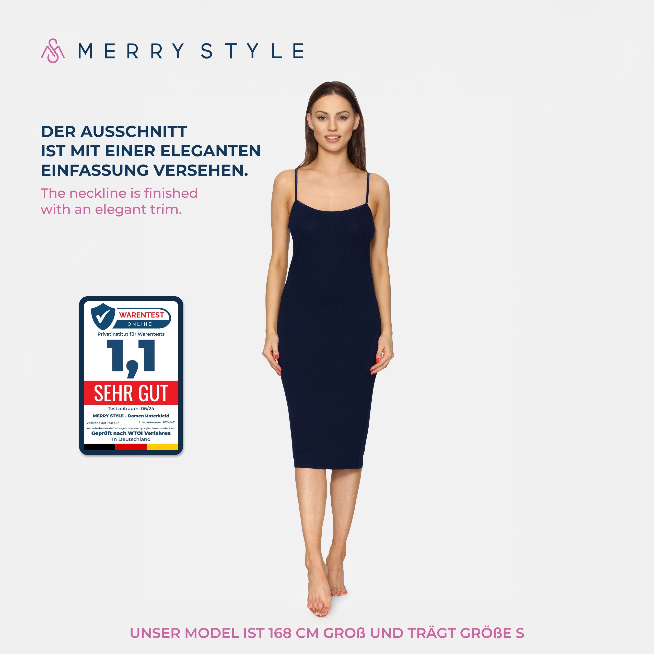 Merry Style Unterkleid Damen Spaghettikleid MS10-402 (1-tlg) aus Viskose