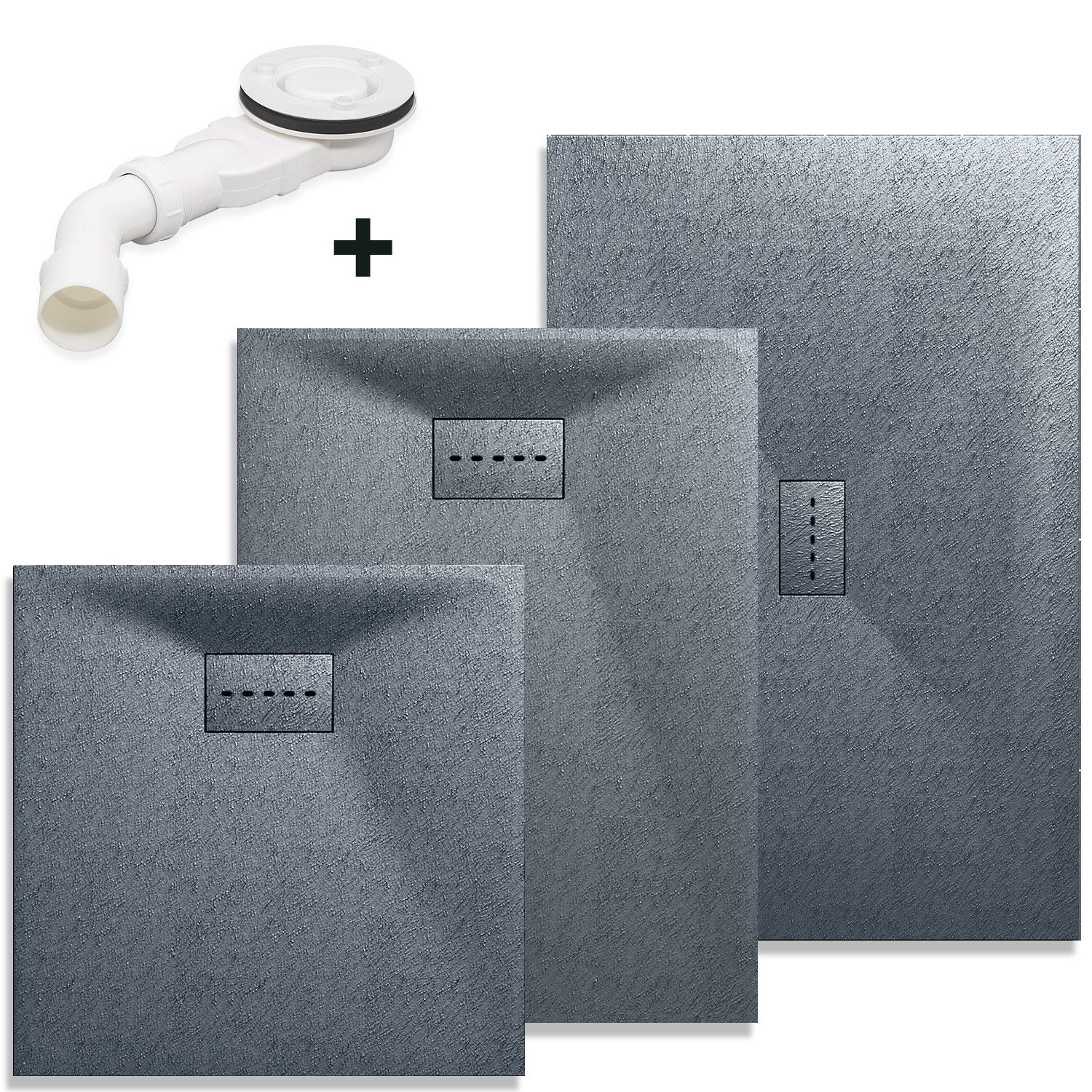 SONNI Duschwanne Schieferoptik,Rutschfeste Struktur,Schwarz/Grau Duschtasse günstig online kaufen