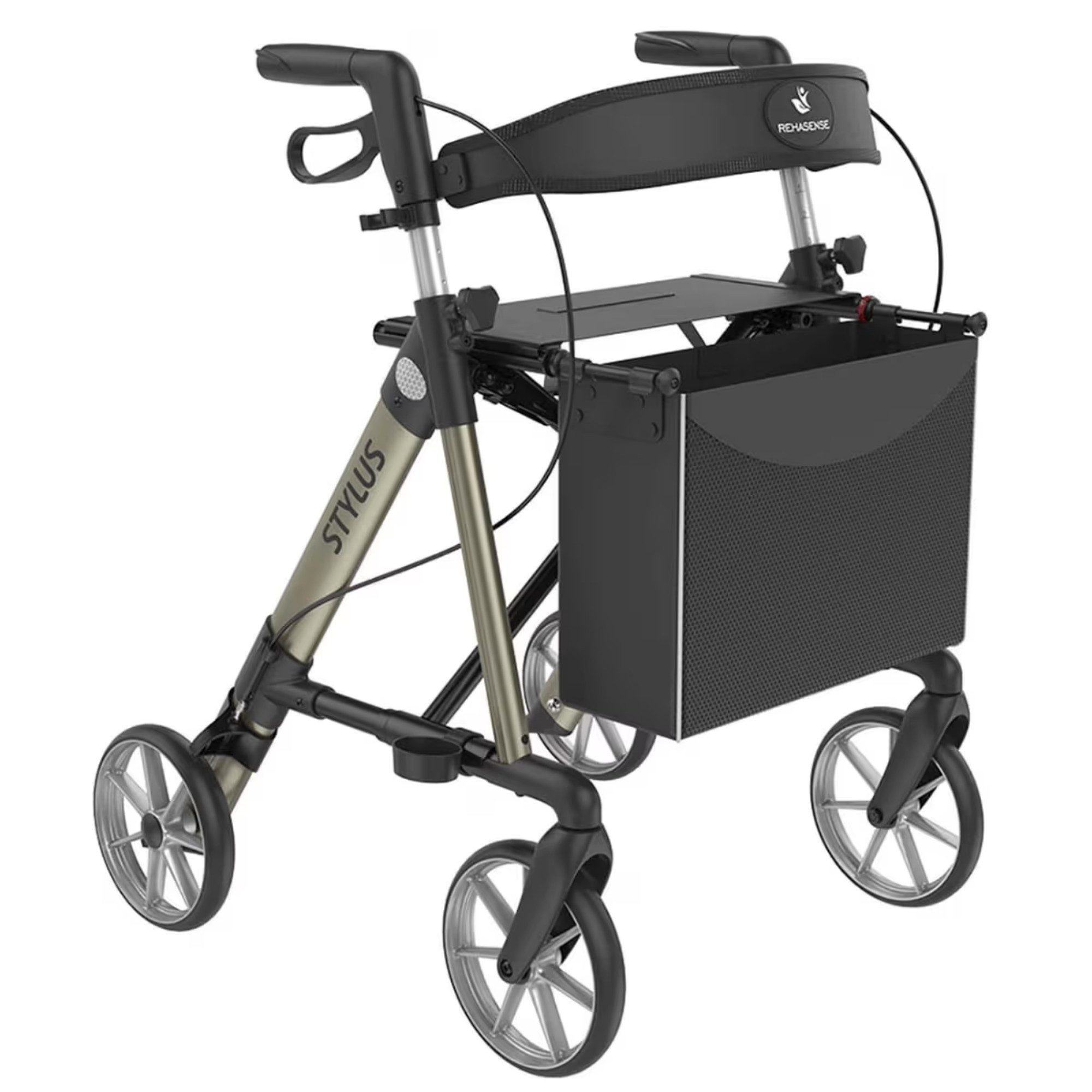 Rehasense Rollator Rollator Stylus - Rollator Aluminium Leichtgewicht, Sitzhöhe 53/60 cm