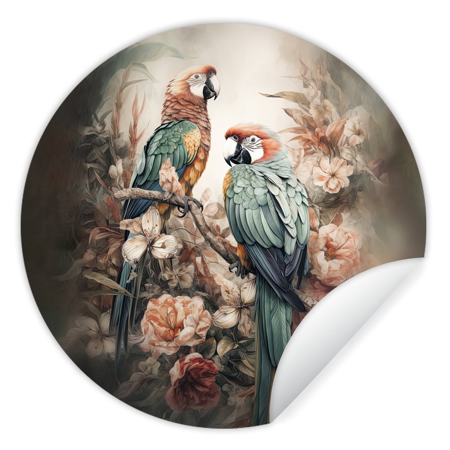 MuchoWow Wandsticker Papageien - Vögel - Natur - Blumen (1 St), Wandtattoo günstig online kaufen