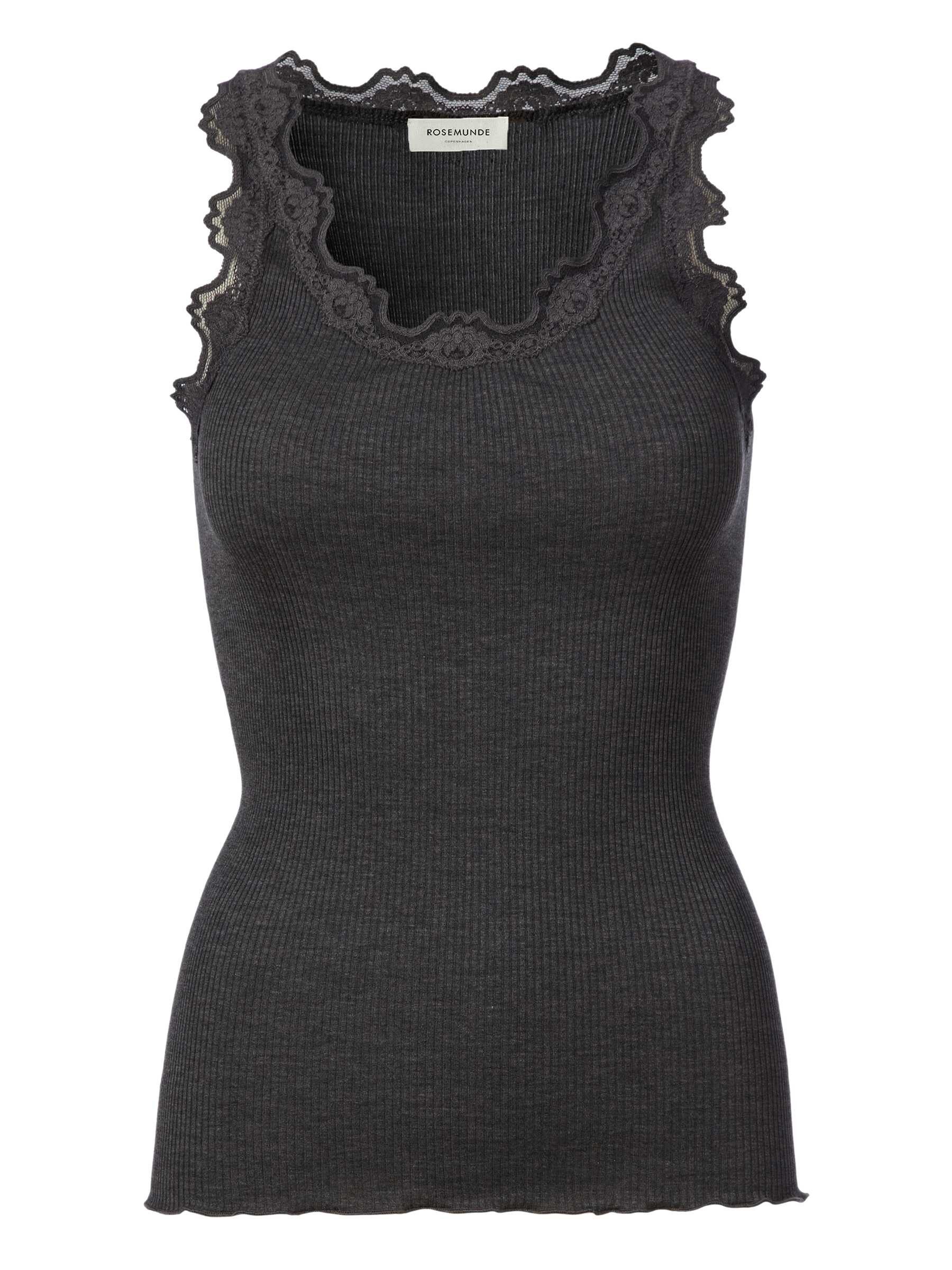 rosemunde Spitzentop Babette Silk Top mit Seide Vintage-Spitzenbesatz, mit Rundhalsausschnitt, hoher Seidenanteil
