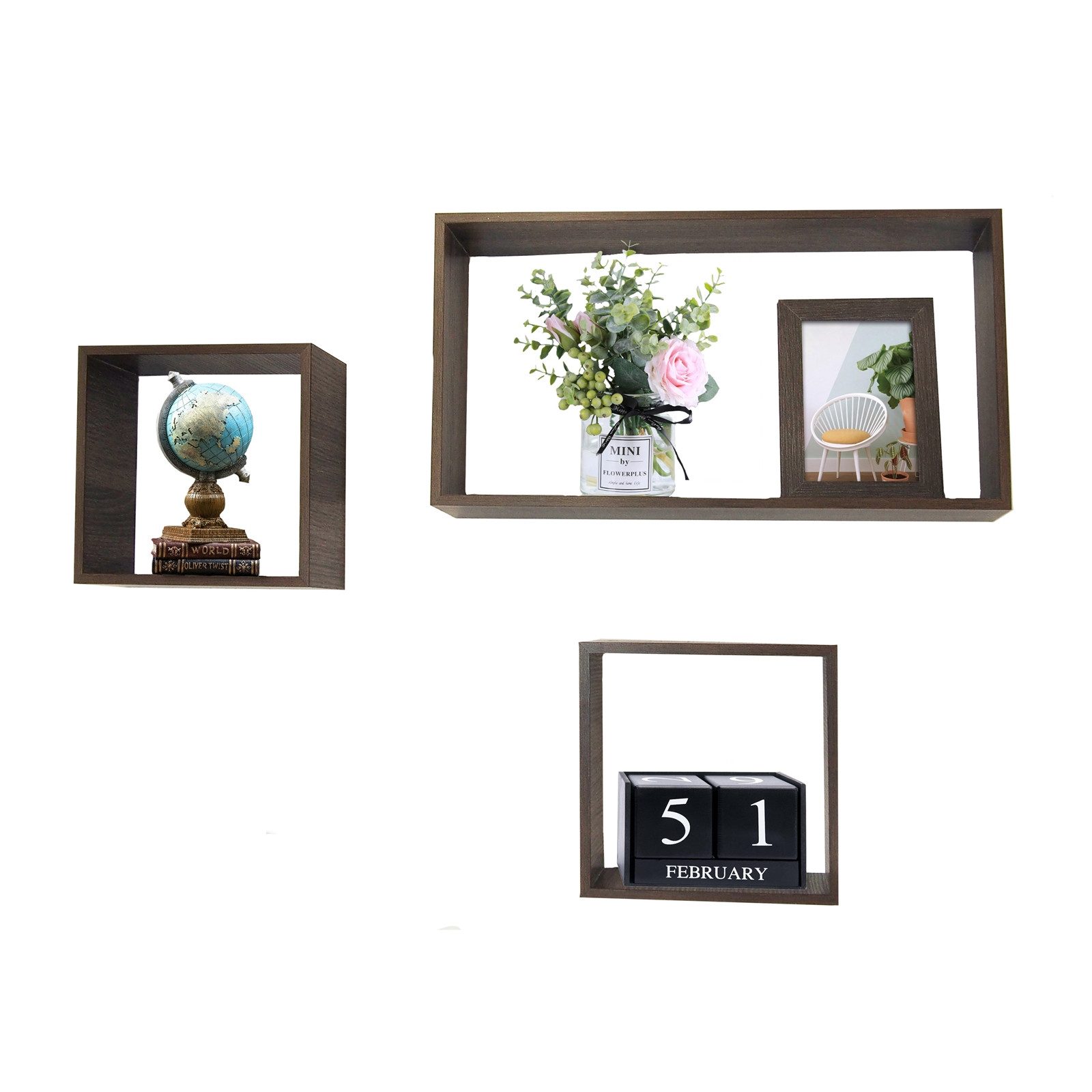 HTI-Line Wandregal Regalset 3er Viola, Set 3-tlg., Wandregale 2 verschiedene Größen