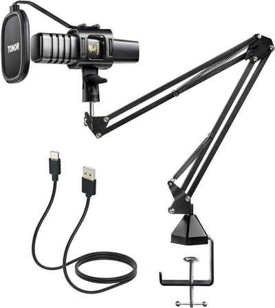 TONOR Streaming-Mikrofon mit Arm Popfilter Mikrofonspinne, Gaming USB Mikrofon mit RGB für Game, Konferenzen für PS4 und PS5