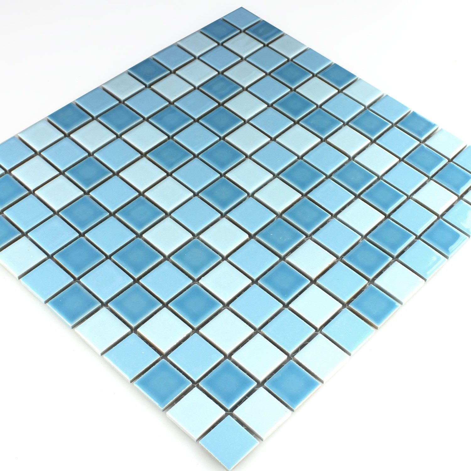 Mosafil Mosaikfliesen Keramik Mosaikfliesen Bodaway Glänzend, Keramik 32.600x30.000, blau, Verlegefertig auf ein Netz geklebt - Frostsicher - Wasserfest