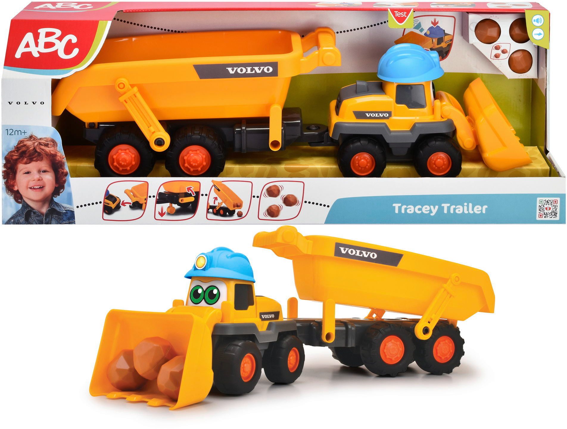 ABC-Dickie-Simba Spielzeug-Bagger ABC Baby- & Kleinkindspielzeug Bagger mit Anhänger Tracey Trailer 65cm