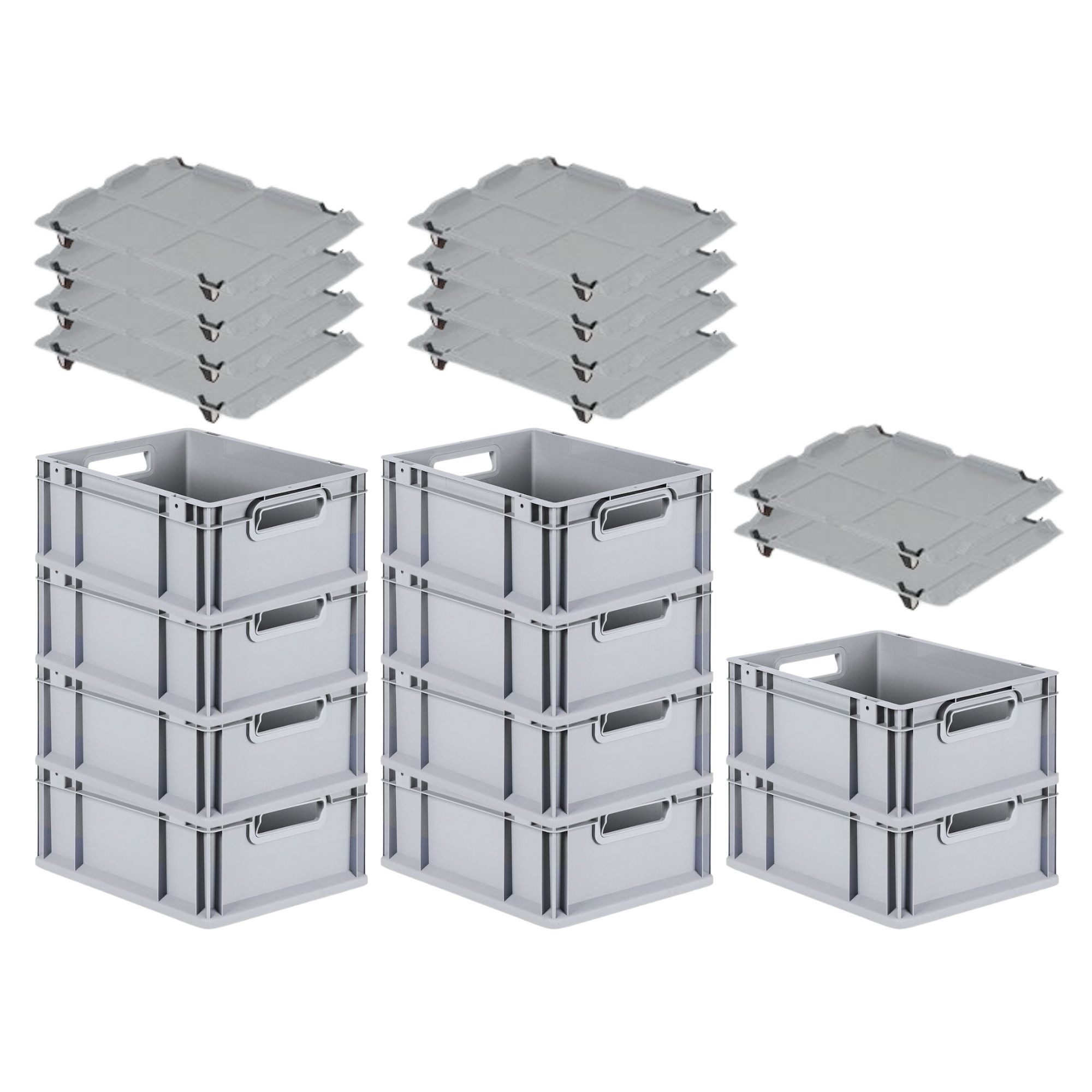 PROREGAL® Stapelbox SparSet Eurobox NextGen Economy Auflagedeckel/geschlossen (10 St)