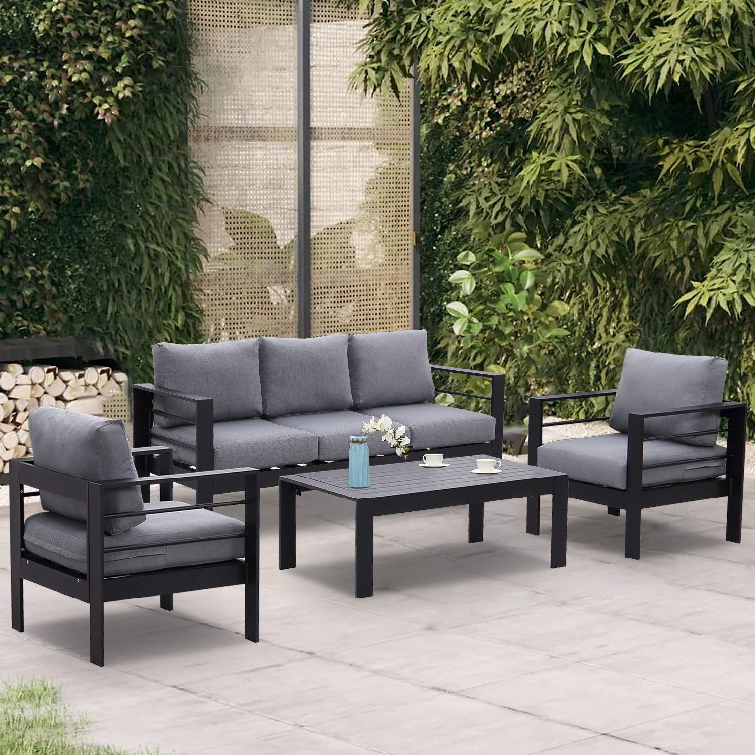 MeXo GartenloungeSet Gartenmöbel Set Aluminum Lounge Möbel Outdoor