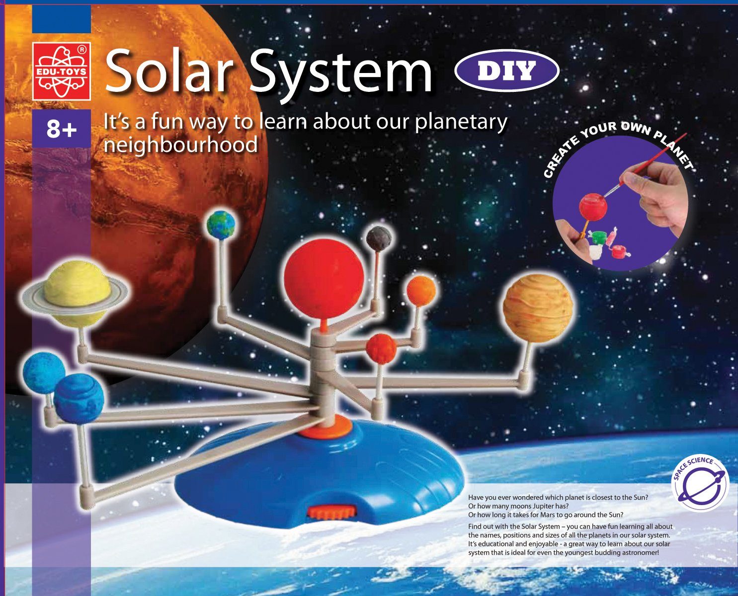 Edu-Toys Experimentierkasten Sonnensystem Bausatz mit Farben zum Bemalen der Planeten, (1-tlg)
