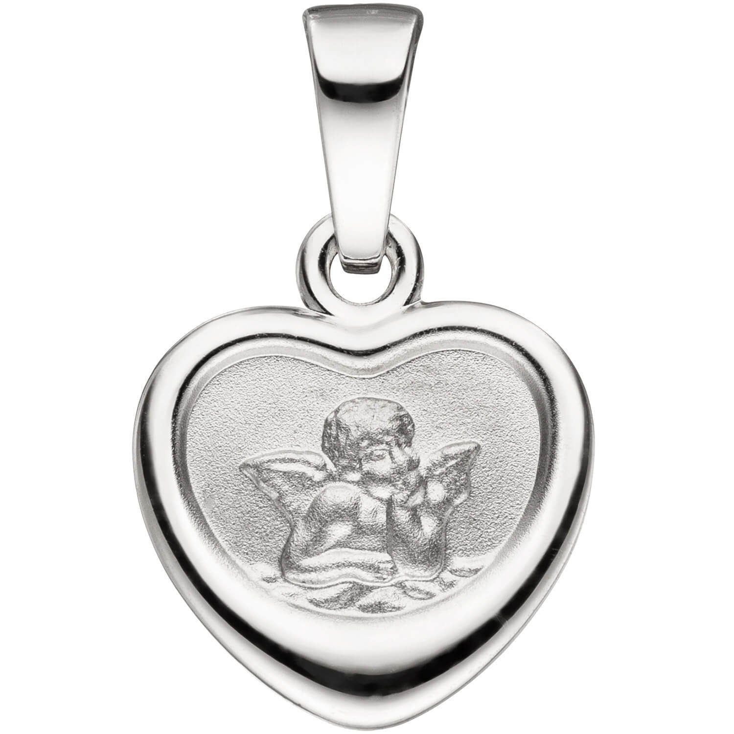 Schmuck Krone Silberkette Kleiner 38cm Engel Anhänger im Herz Halskette Schutzengel mit 925 Silber Kinder