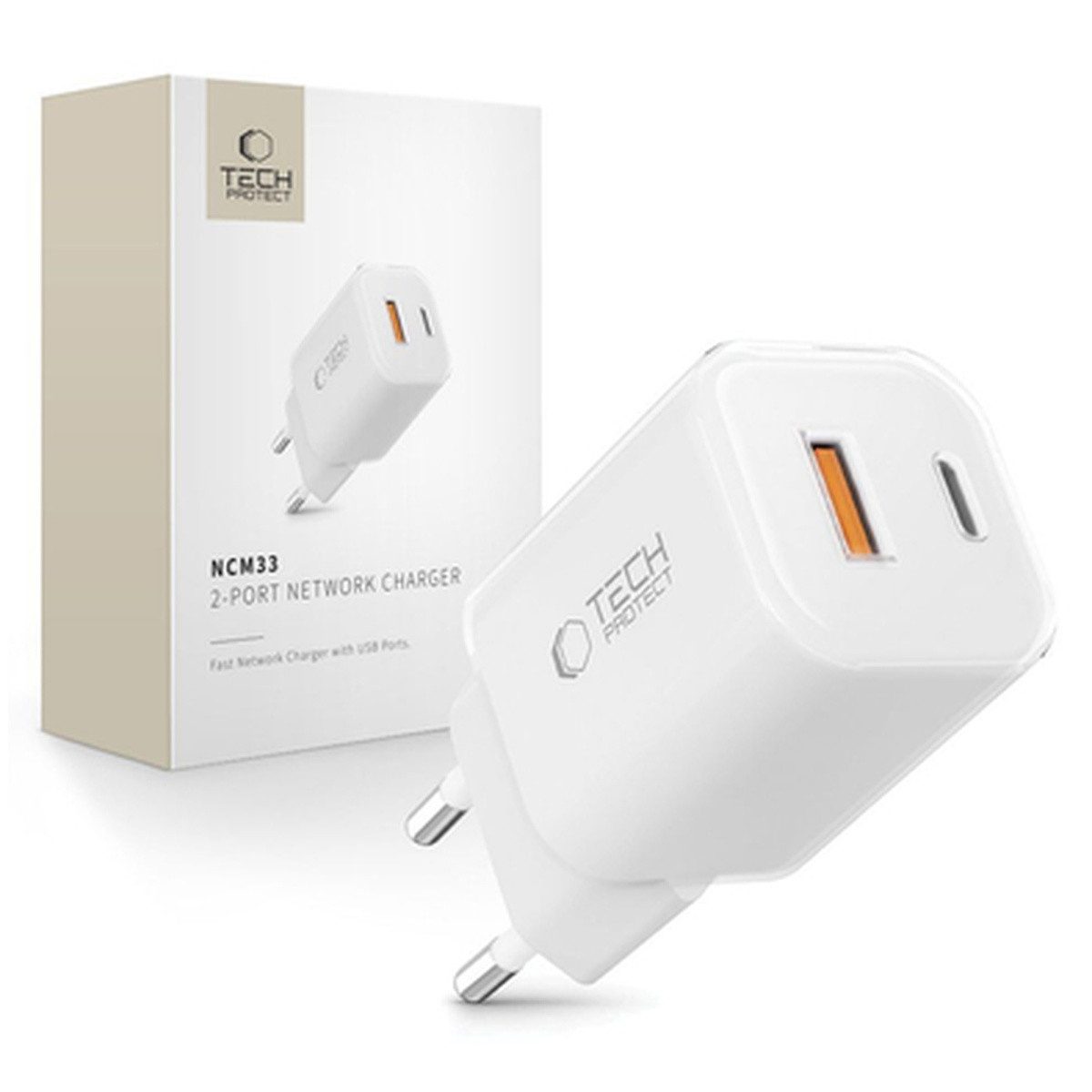 TECH PROTECT Tech Protect NCM33W 2 Port PD33W QC3.0WandLadegerät Smartphone-Ladegerät