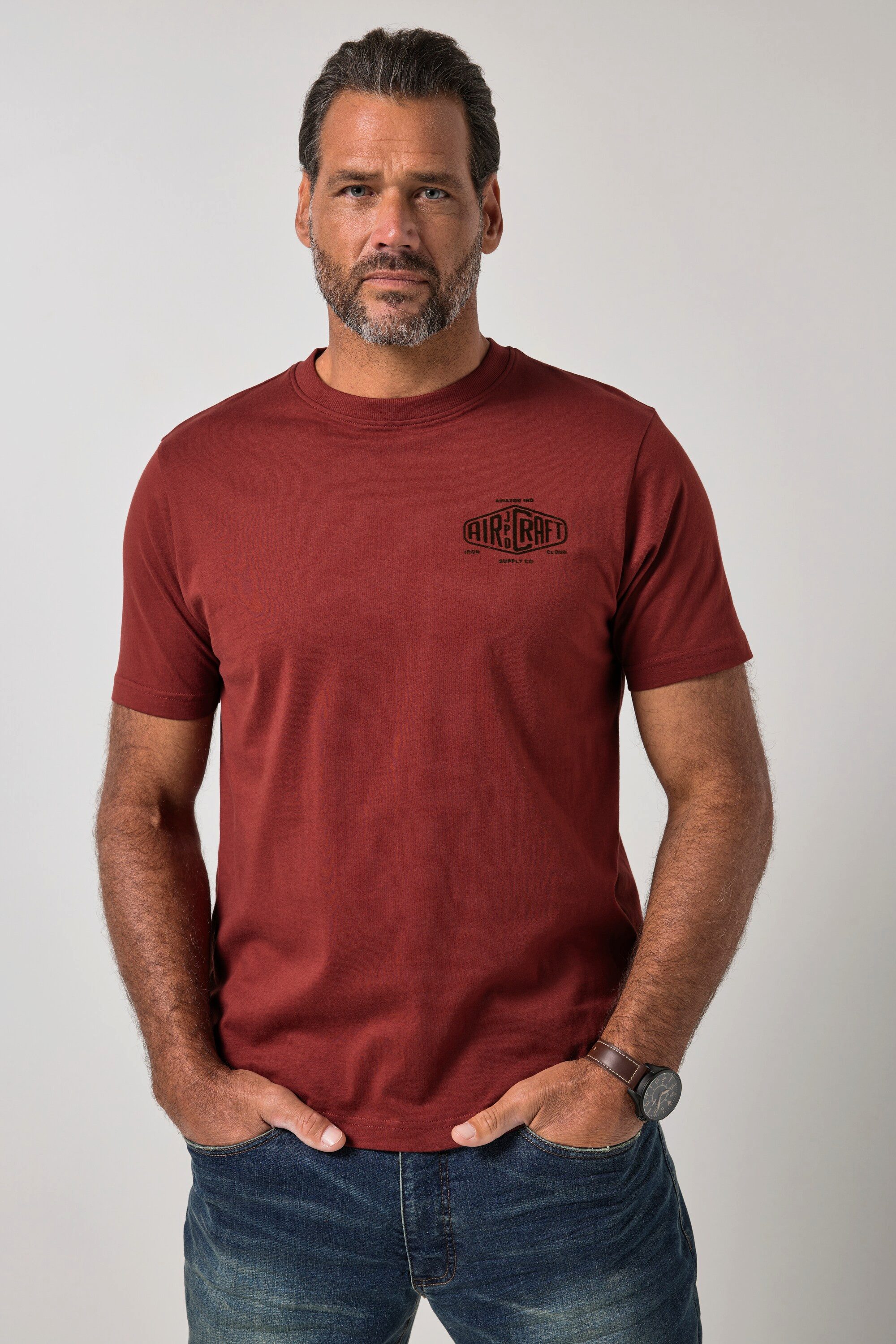 JP1880 T-Shirt T-Shirt Halbarm Brustprint bis 8 XL