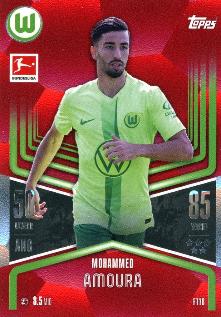 Sammelkarte FT18 - Mohammed Amoura - Flex Tech NUMBERED 5/5 ROT - 2024/2025
