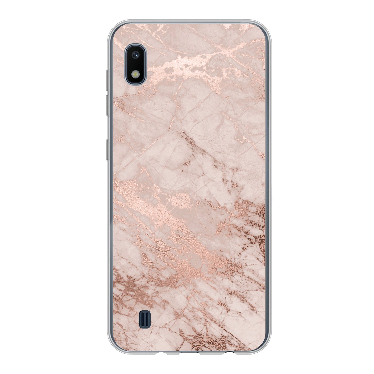 MuchoWow Handyhülle für Samsung Galaxy A10 Marmor - Rosa - Luxus - Marmoroptik - Glitzer -, Smartphone-Bumper, Print, Handy Schutzhülle Dünn