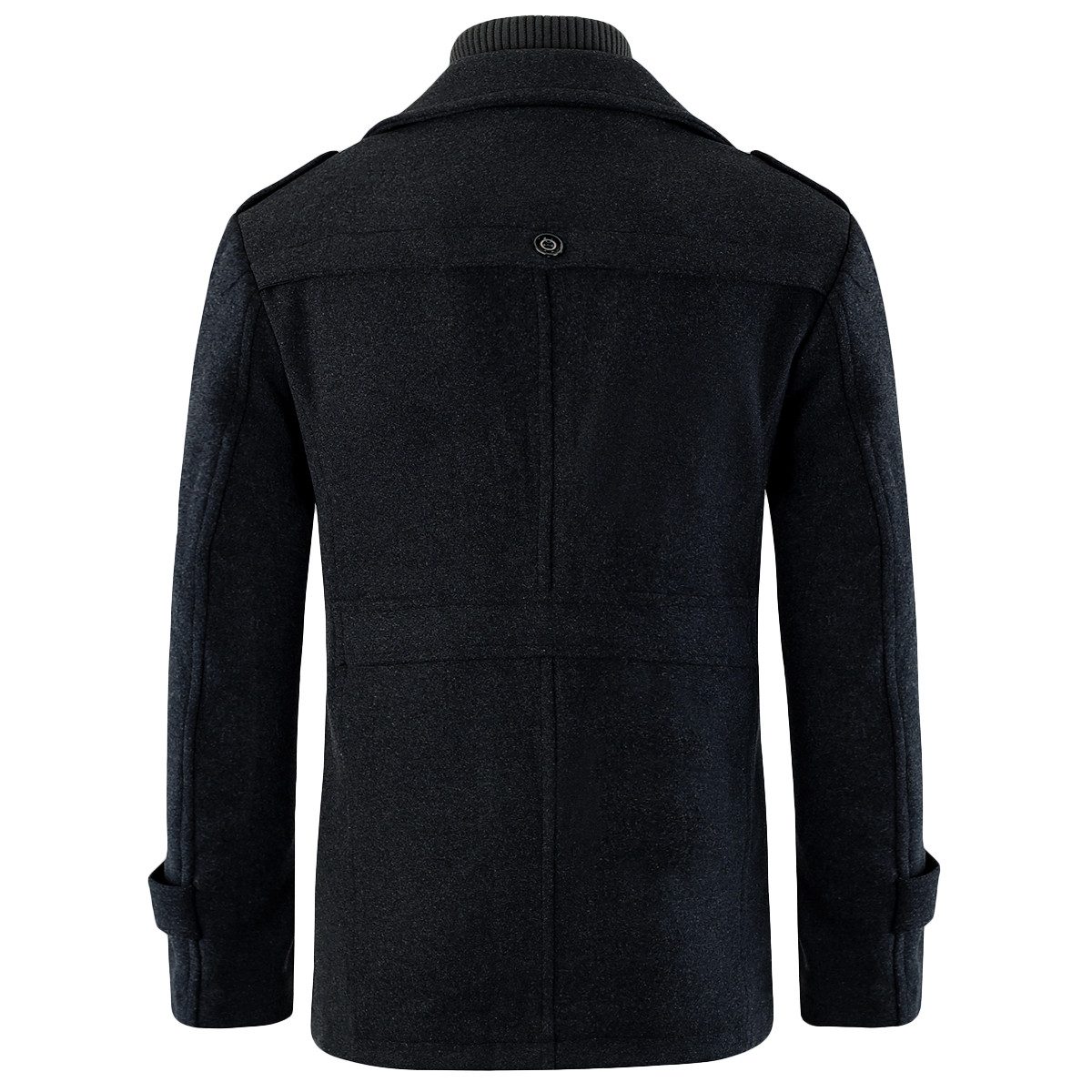 Allthemen Kurzmantel Herren Slim Fit Wollmantel mit abnehmbarem Doppelkragen Wintermantel