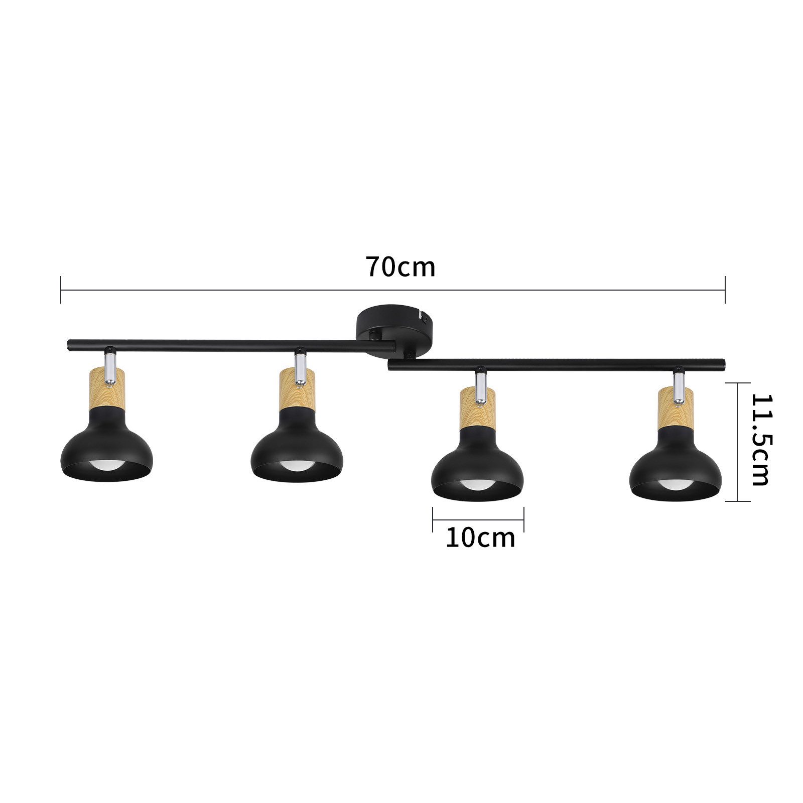 ZMH Deckenstrahler 4 Flammig Industrial E14 Deckenleuchte für Treppenhaus Schlafzimmer, Hochwertige Design, ohne Leuchtmittel, 350° Schwenkbar Schwarz Vintage Flurlampe