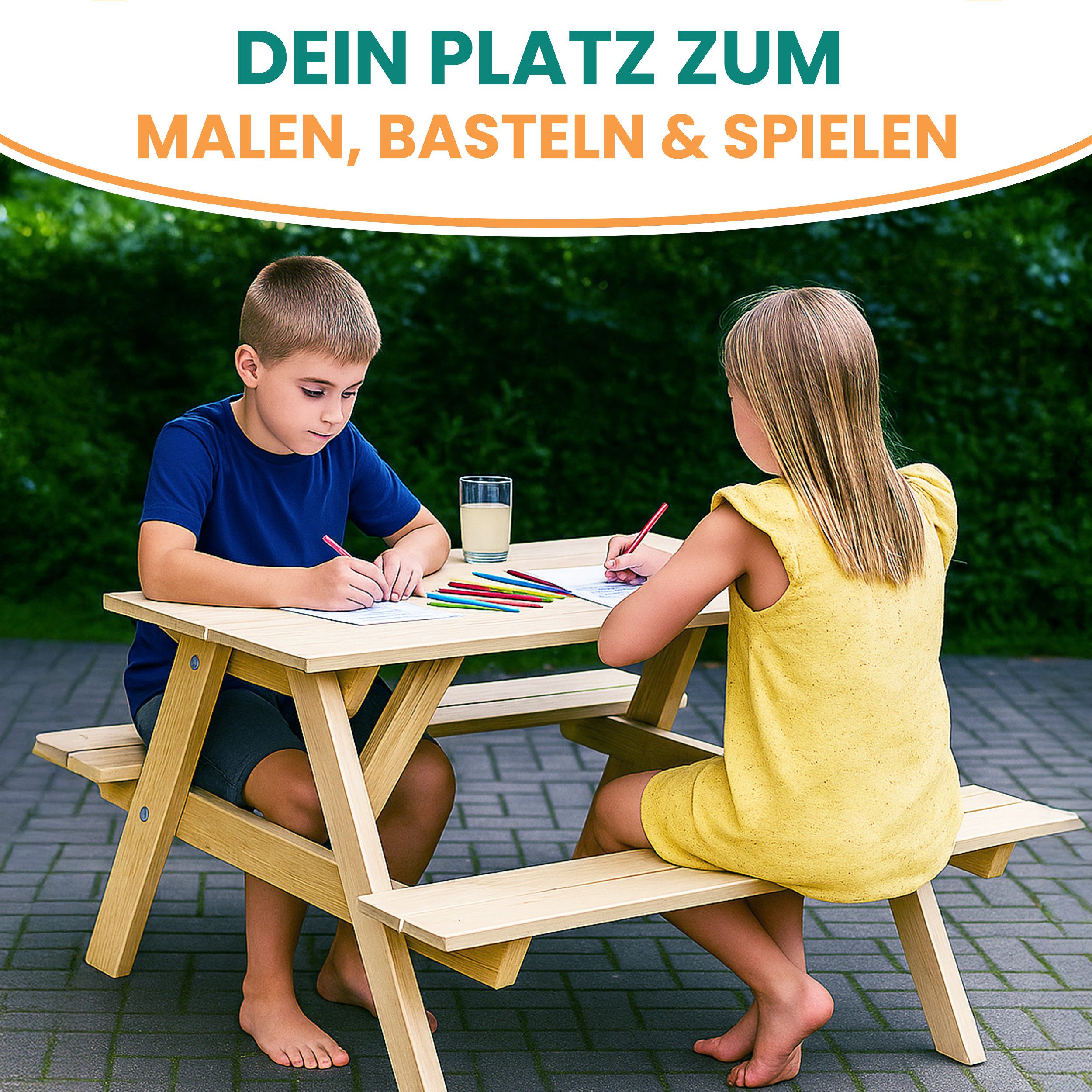 Gartenpirat Garten-Kindersitzgruppe Picknicktisch mit 2 Bänken günstig online kaufen