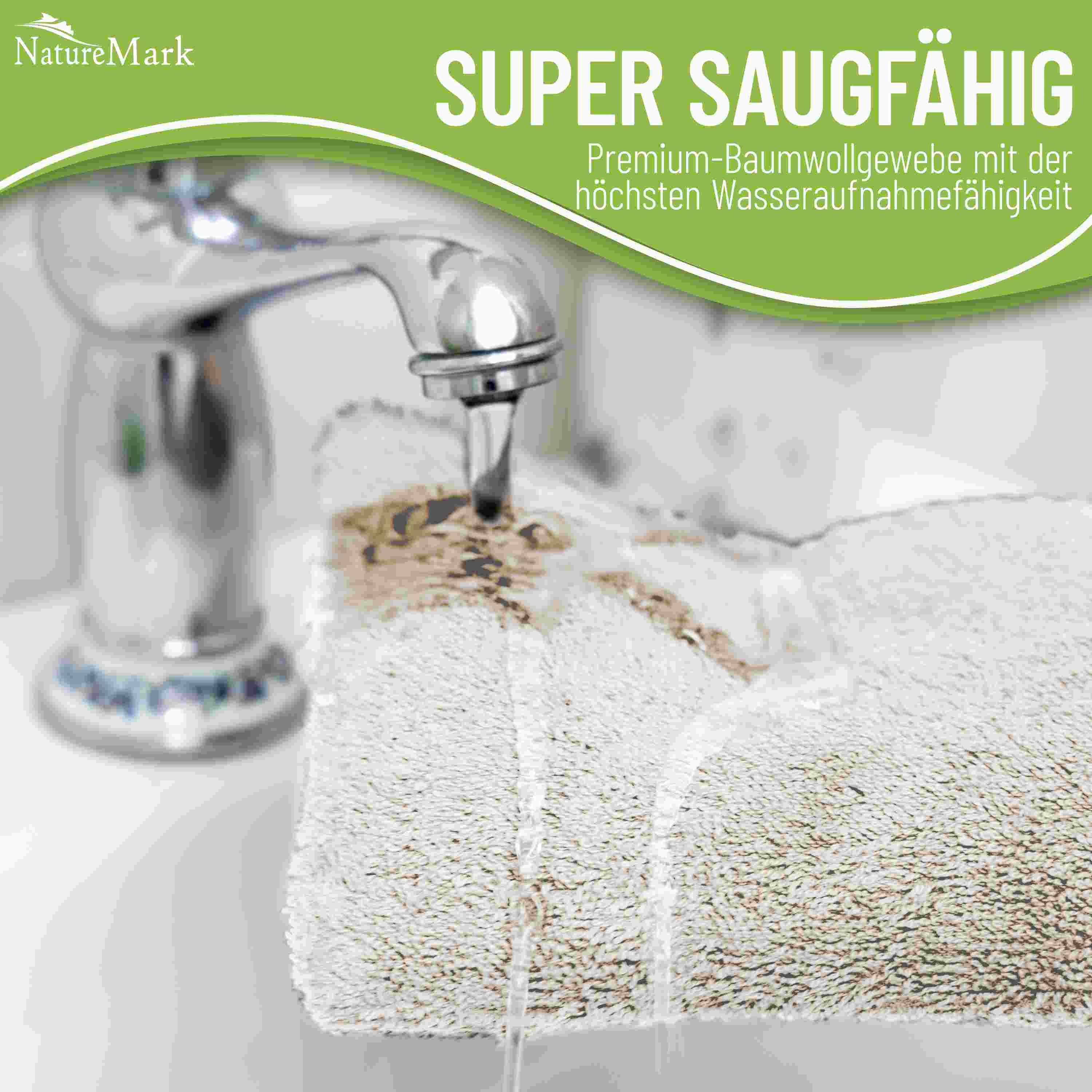 NatureMark Waschhandschuh 10er-Set Frottier Waschhandschuhe, 100% Baumwolle (10-St), Premium Frottier Waschhandschuhe, 15x21cm, Naturweiß