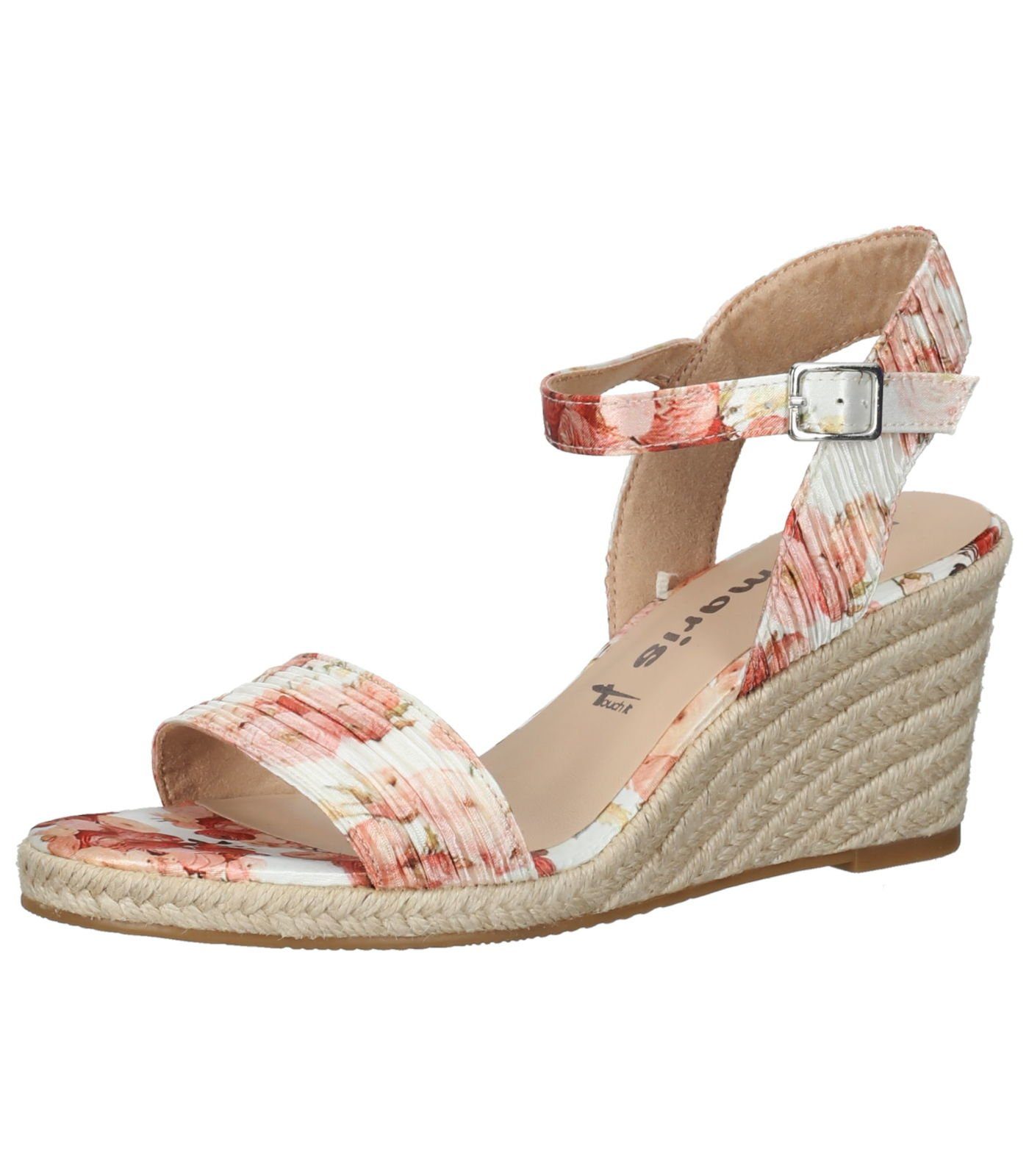 Rosa Tamaris Weiß Sandalen Keilsandalette Textil