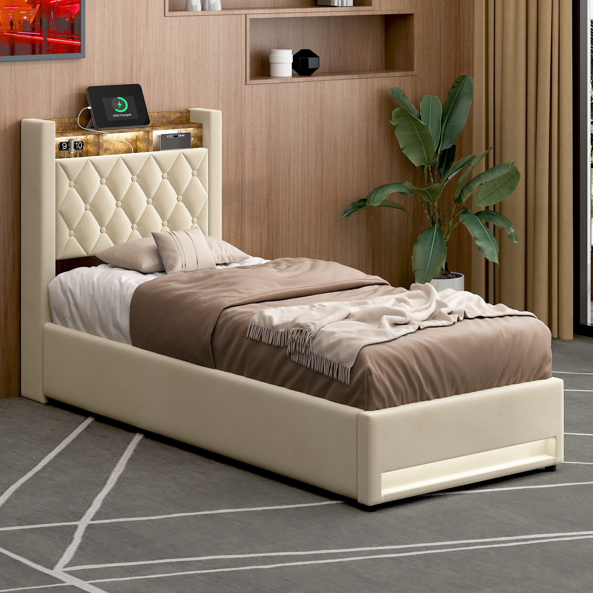 STILVORA Polsterbett mit bettkasten,Stauraumbett Boxspringbett 90×200 mit U günstig online kaufen