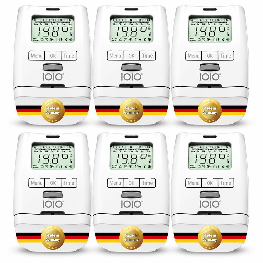 IOIO Heizkörperthermostat HT 2000 Heizungsthermostat digital programmierbar LCD Display, (6er Pack) Heizungsregler elektronisches Thermostat Batterie Heizkörper Regler