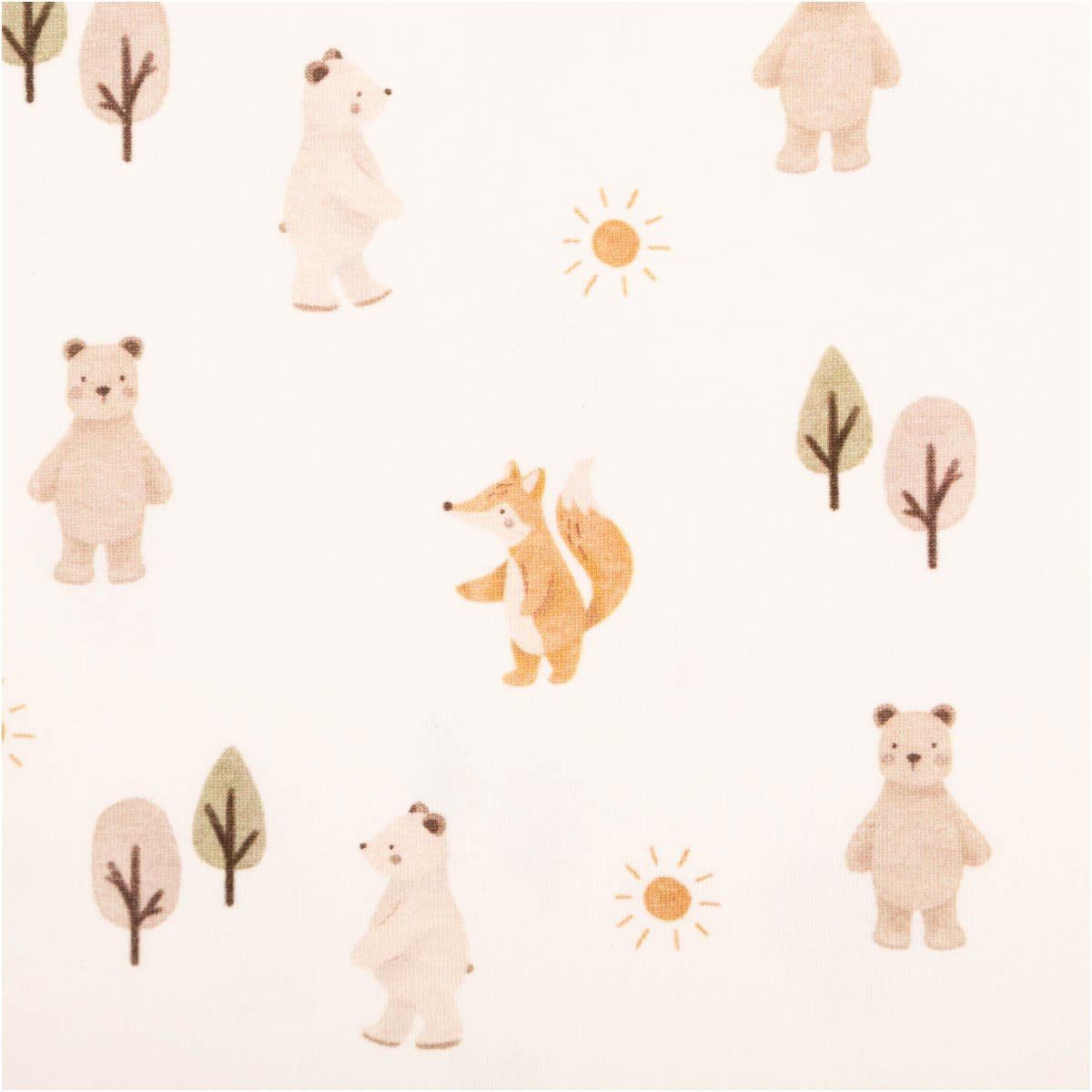 SCHÖNER LEBEN. Stoff Jersey Stoff Baumwolljersey Digitaldruck Forest Animals weiß 1,4m, atmungsaktiv