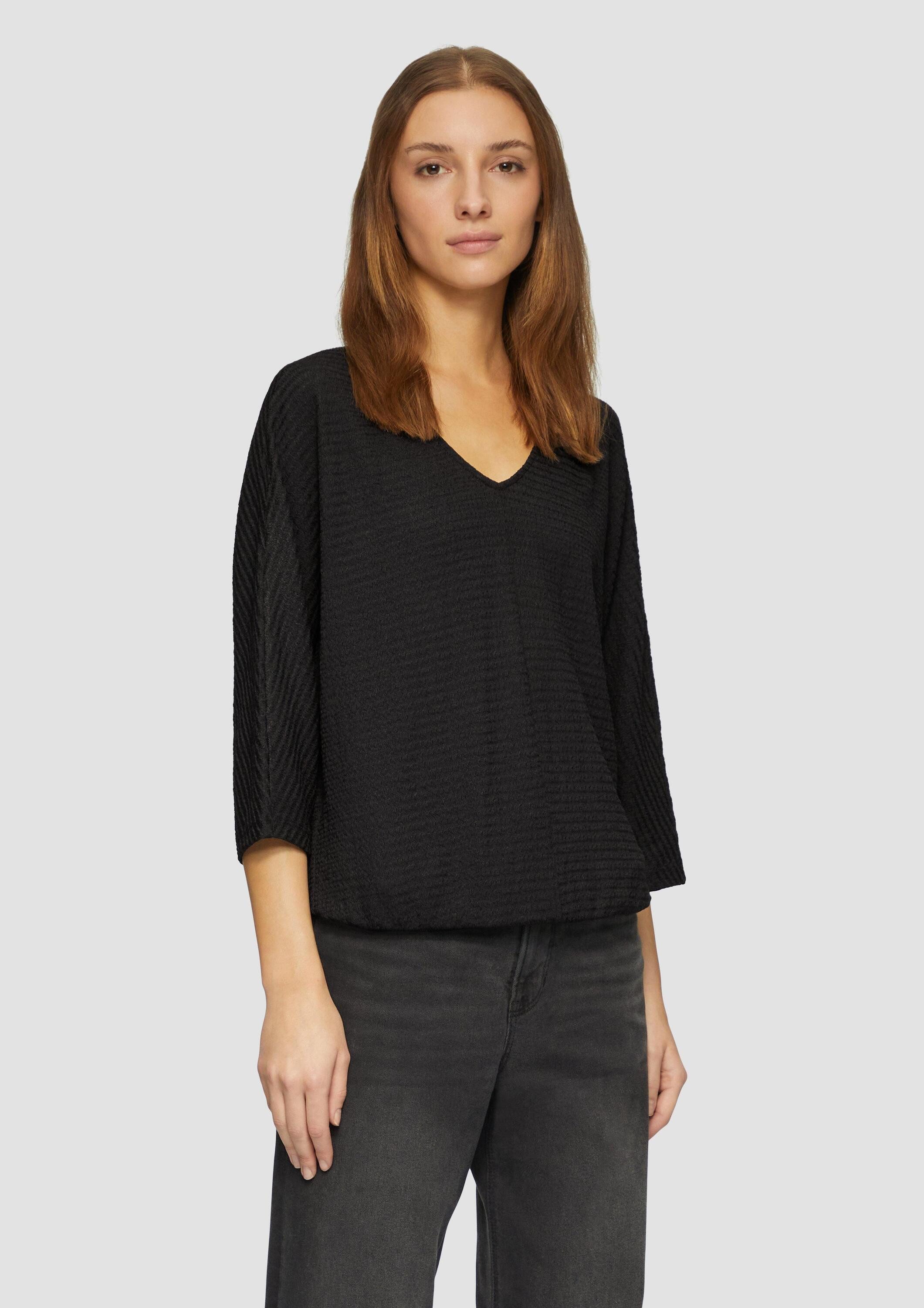 s.Oliver 3/4-Arm-Shirt T-Shirt Fein Strukturiertes Jerseyshirt mit 3/4-Fledermausärmeln