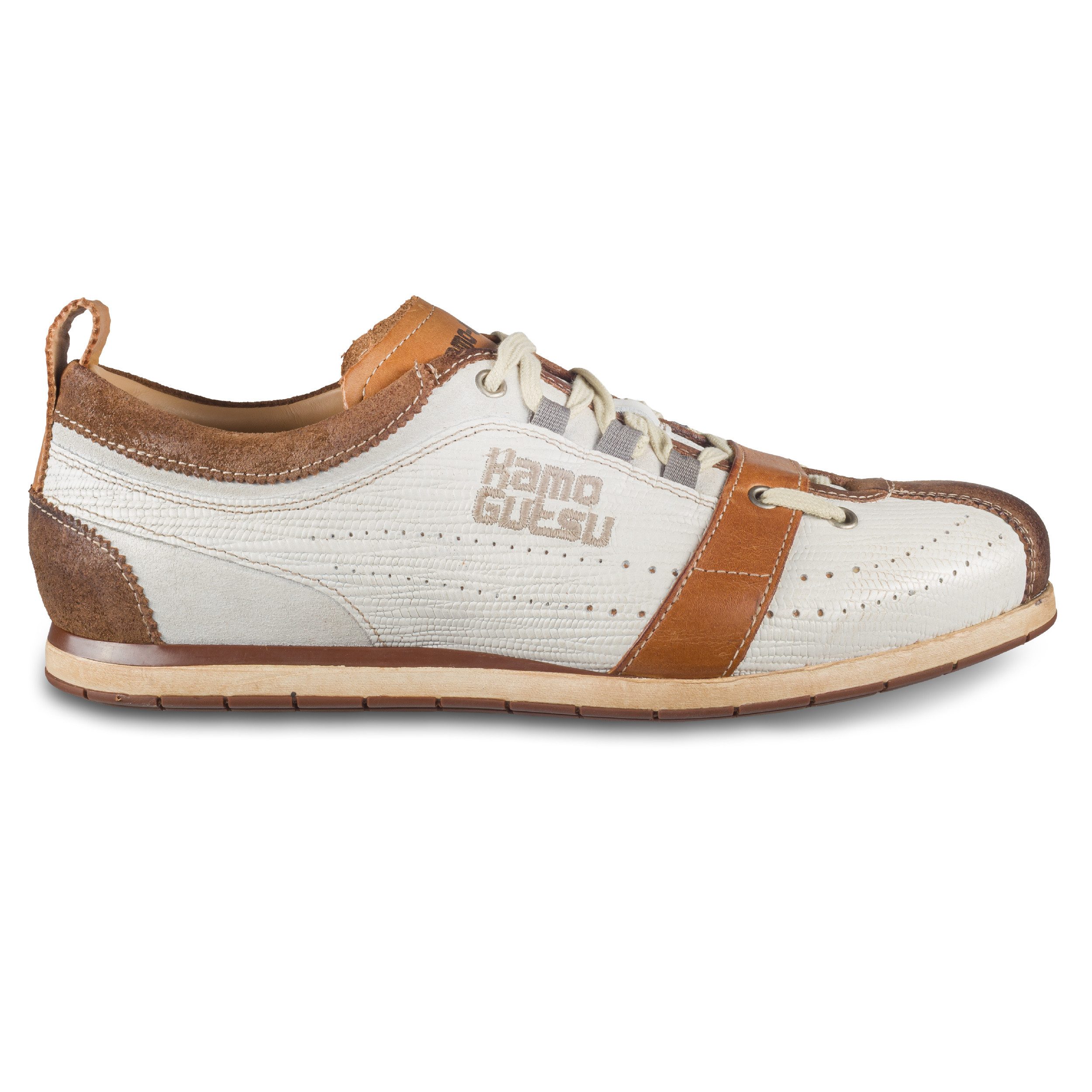 Kamo-Gutsu Herren Sneaker Leder weiß/braun (TIFO-017 hazel + bianco), Retro günstig online kaufen