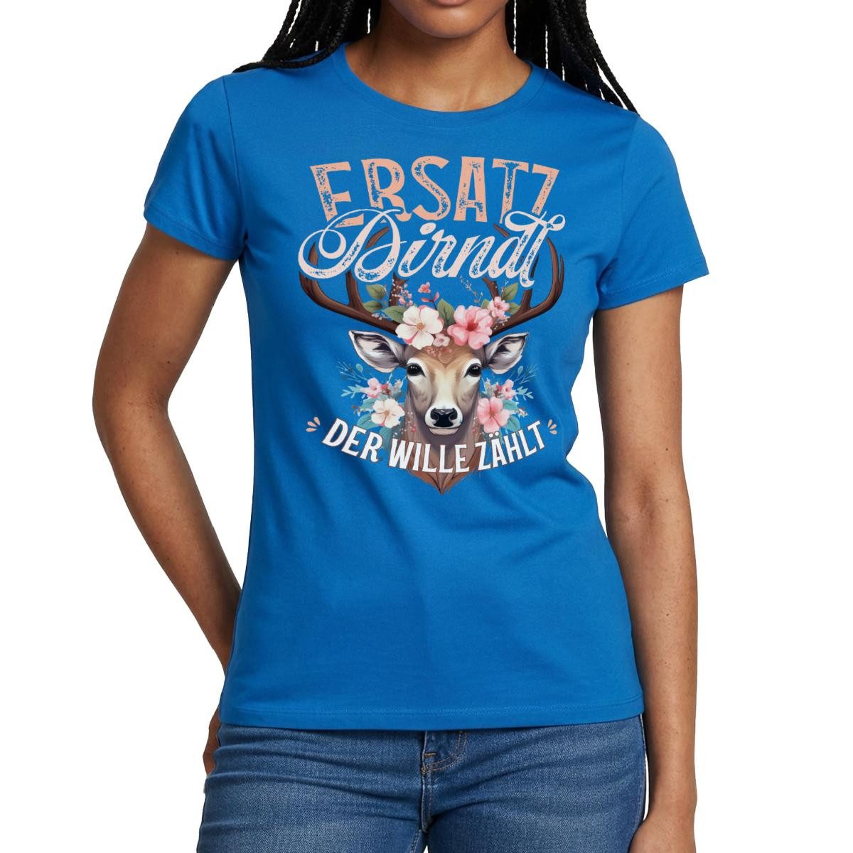 Spreadshirt T-Shirt Ersatz Dirndl Tracht Frauen T-Shirt (1-tlg) Slim Fit, fällt klein aus