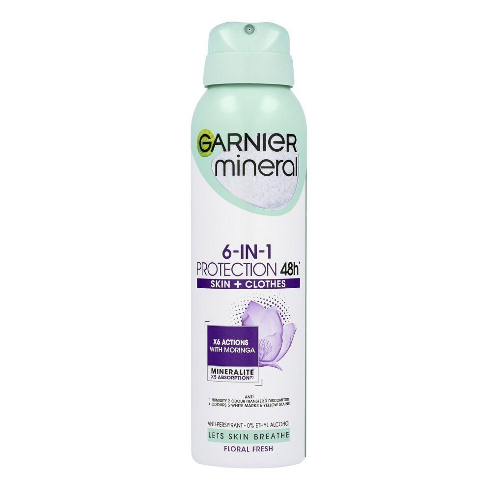 GARNIER Deo-Roller Mineral Deodorant Spray 6in1 Schutz 48h Floral Fresh-150ml